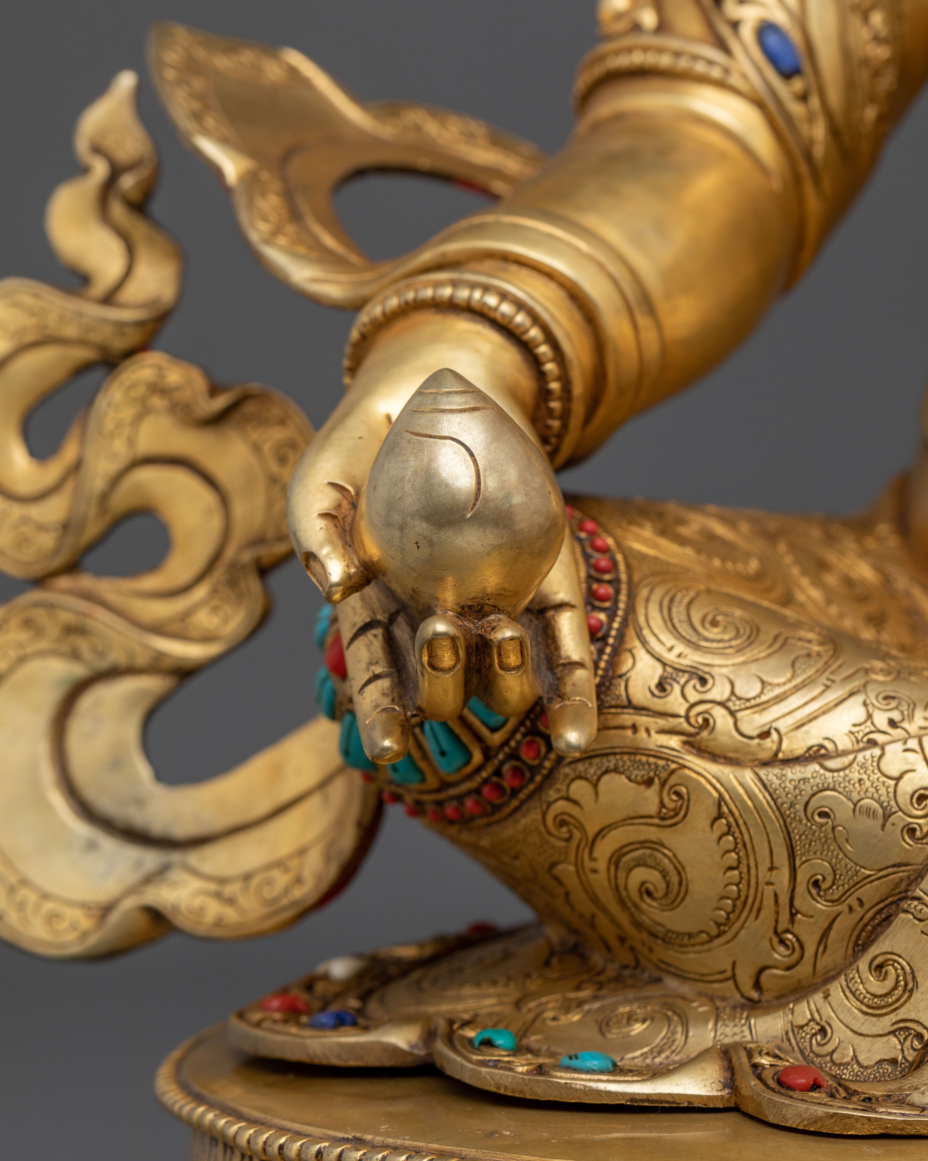 Dzambhala Sculpture | 24K Gold Gilded Wealth Deity