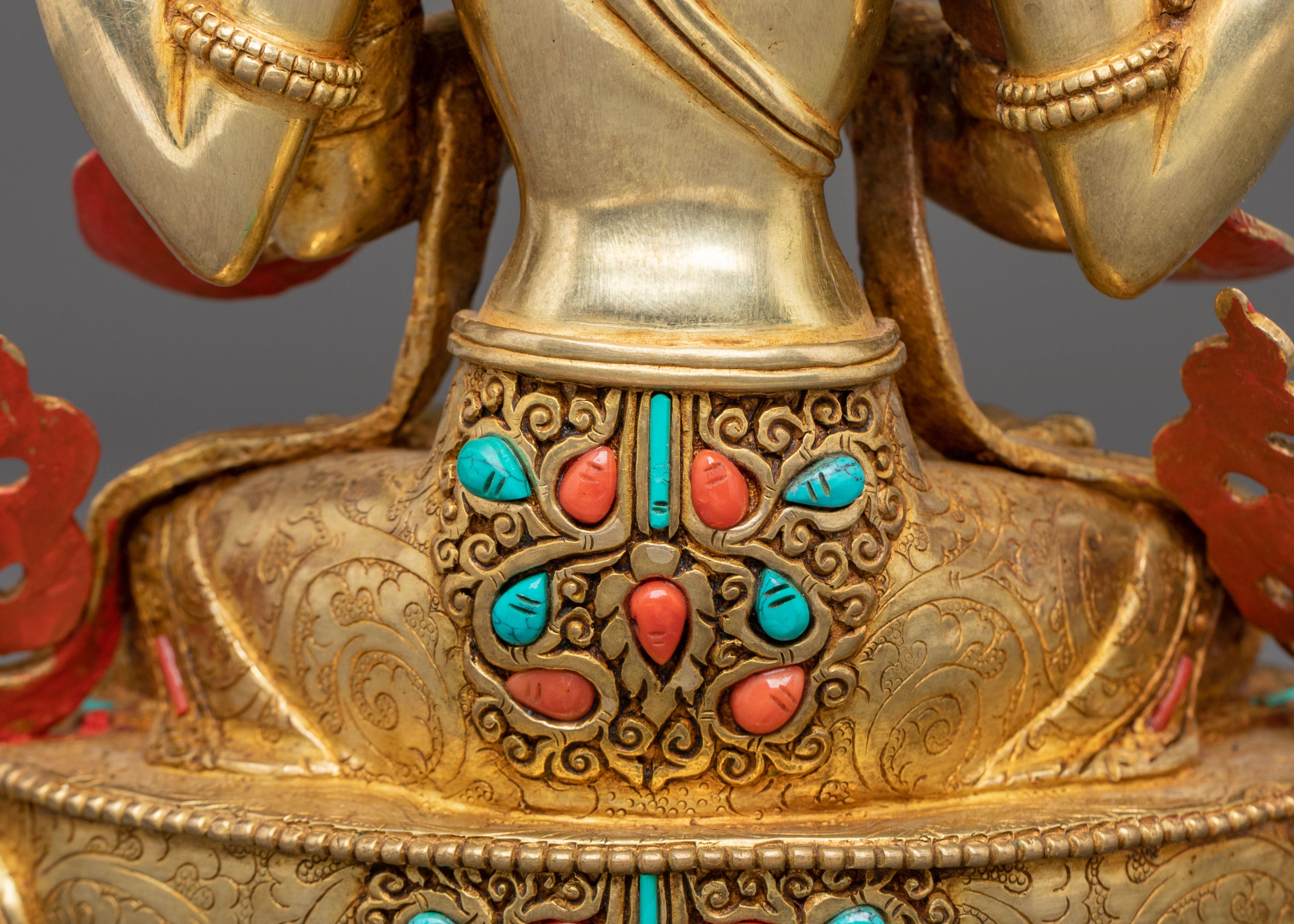 Handcrafted 24K Gold Gilded Chenrezig Statue | Sacred Nepalese Art