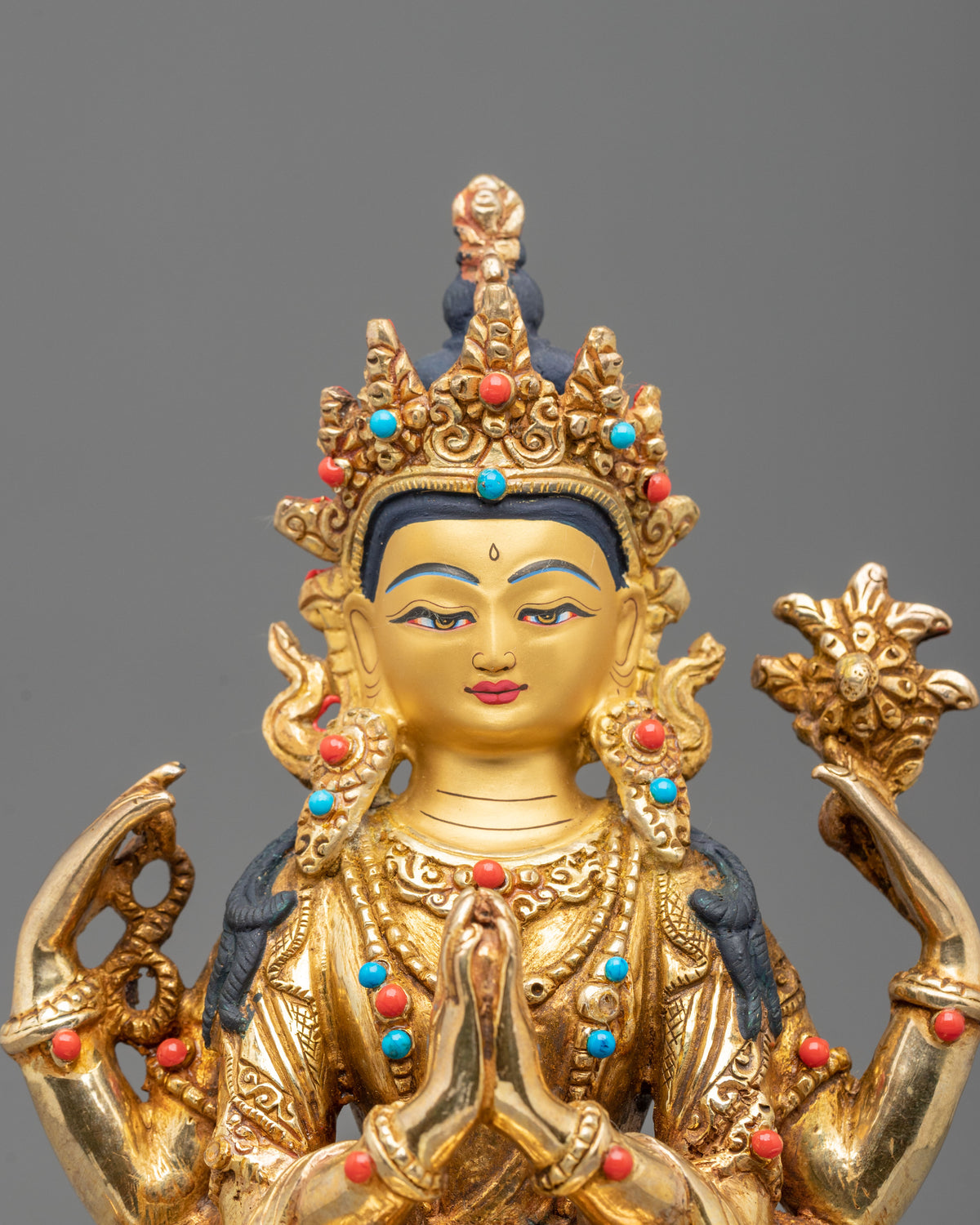 Four-Armed Chenrezig Tibetan Sculpture