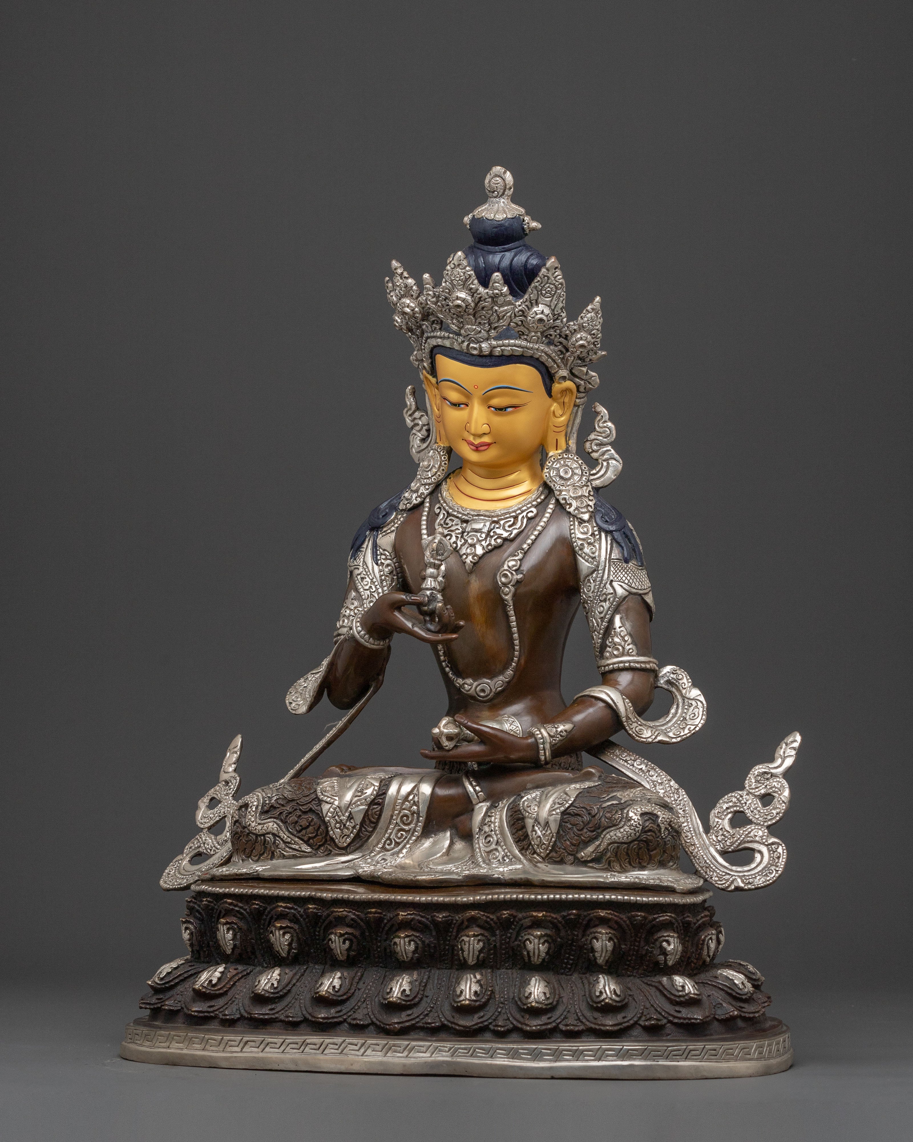 Vajrasattva Statue for Decor: Oxidized Copper Art