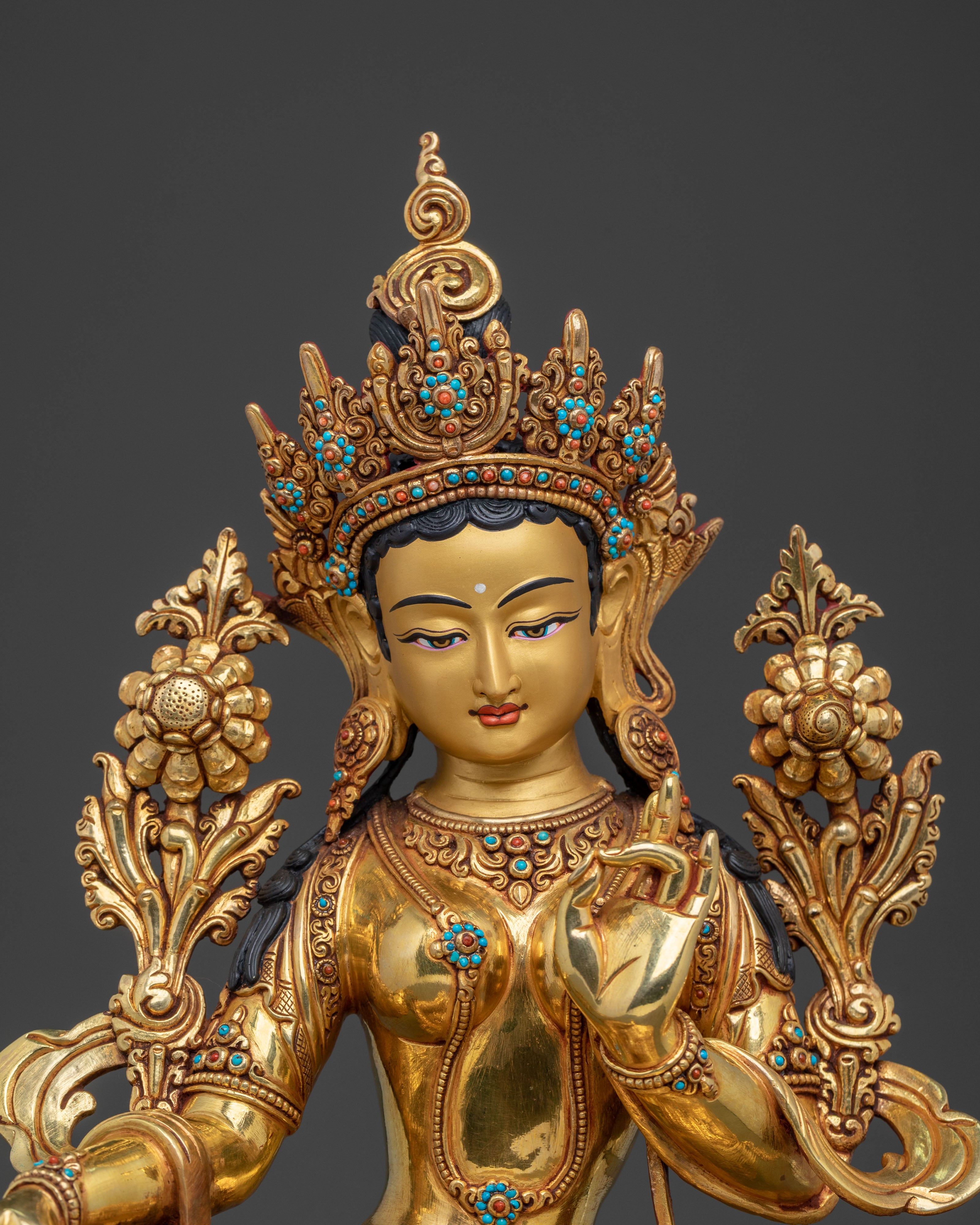Handcrafted Green Tara Sacred Sculpture