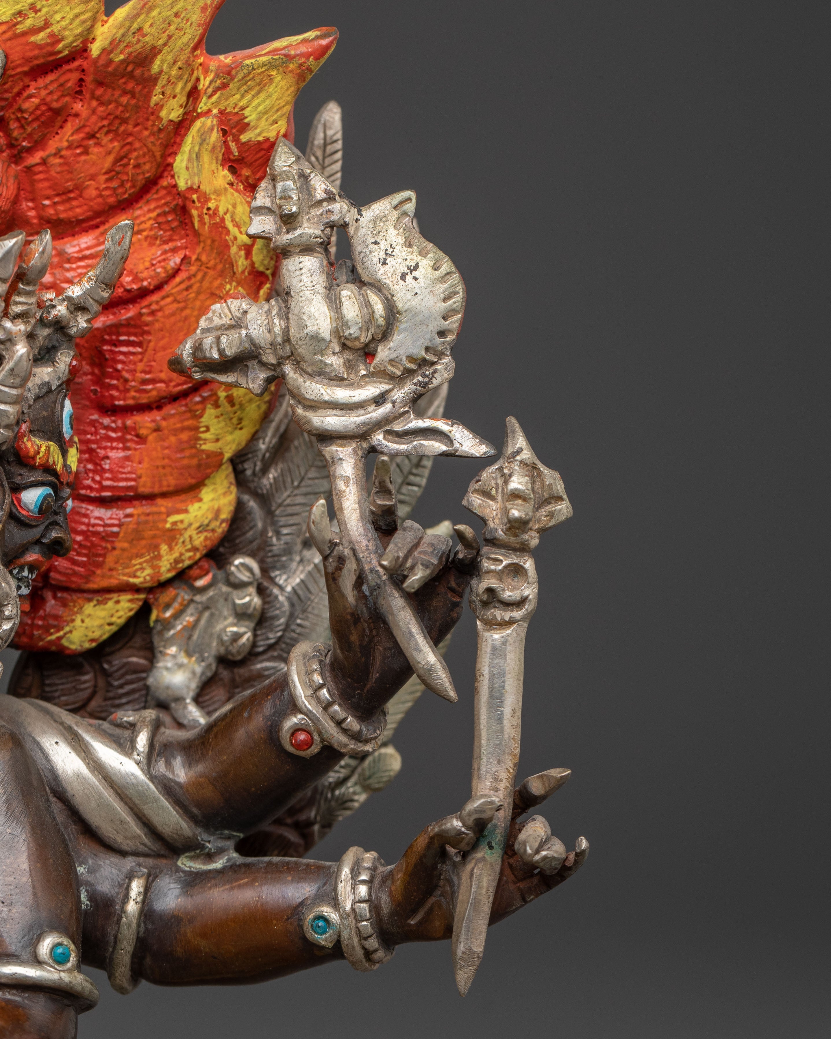 Hayagriva Vajrayana Deity - Oxidized Copper Spiritual Statue