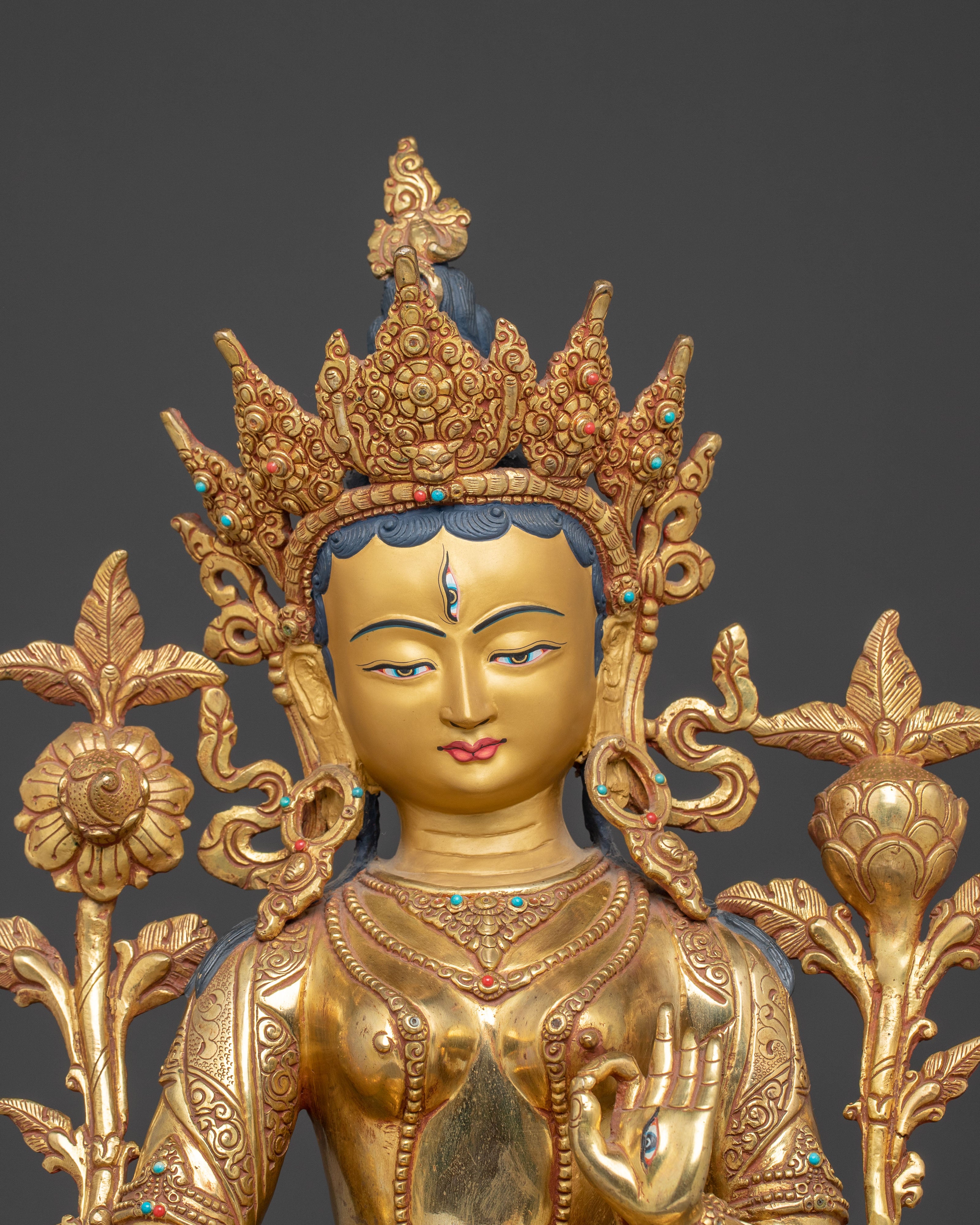 White Tara Golden Handmade Statue | Compassion and Longevity Goddess