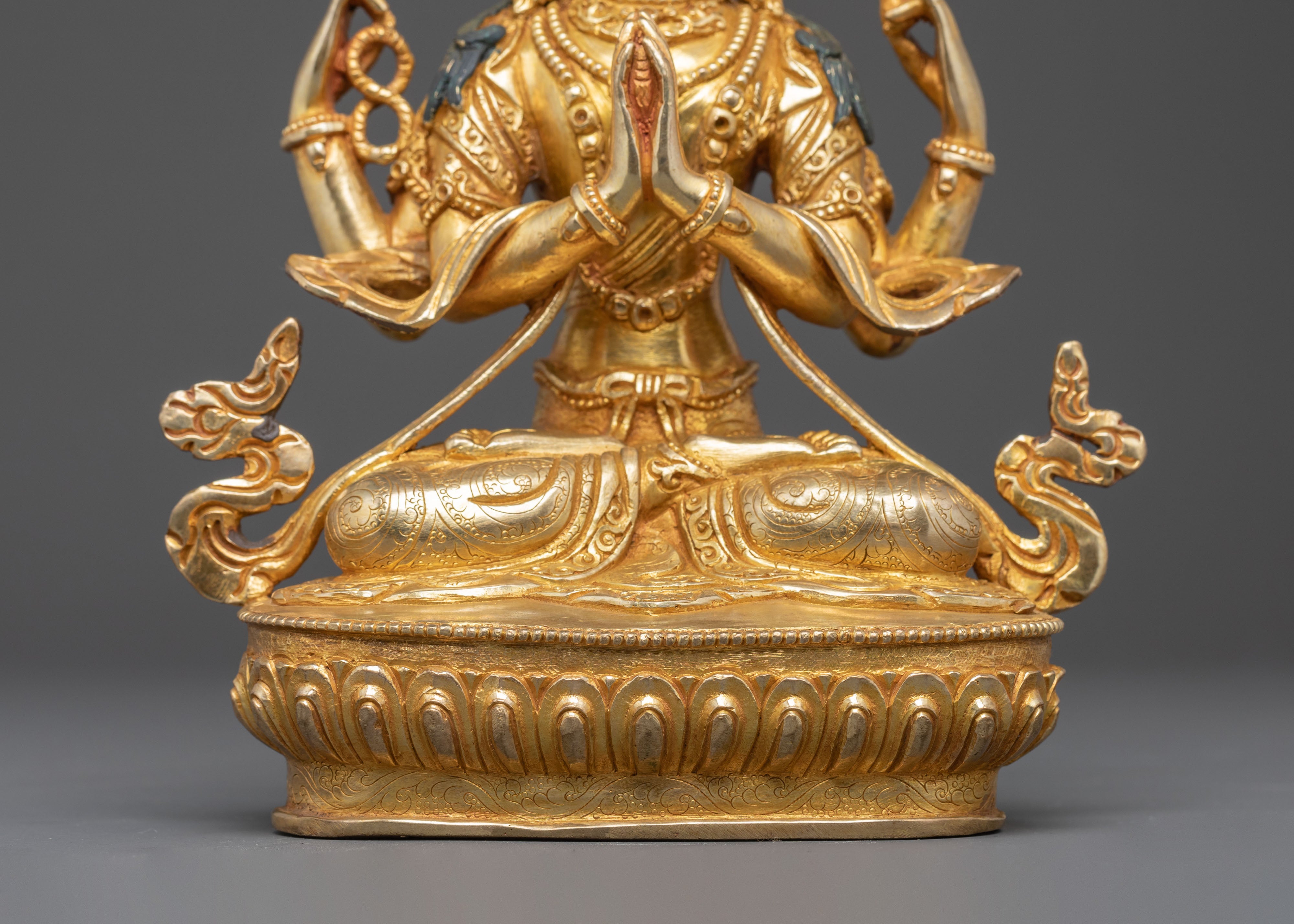 Handmade Chenrezig Golden Statue of Compassion