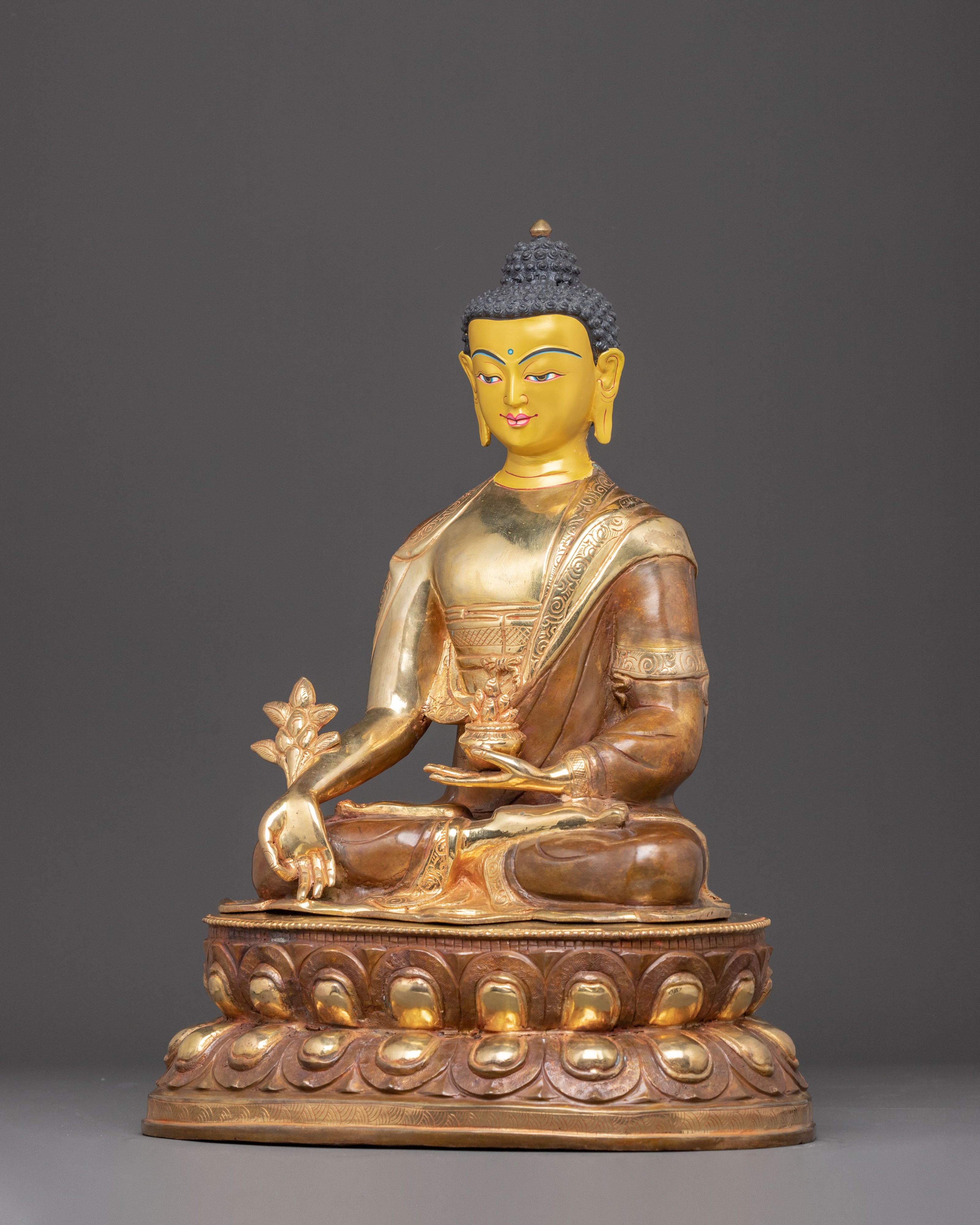 Healing Buddha Handcrafted Statue | Oxidized Copper with Gemstones