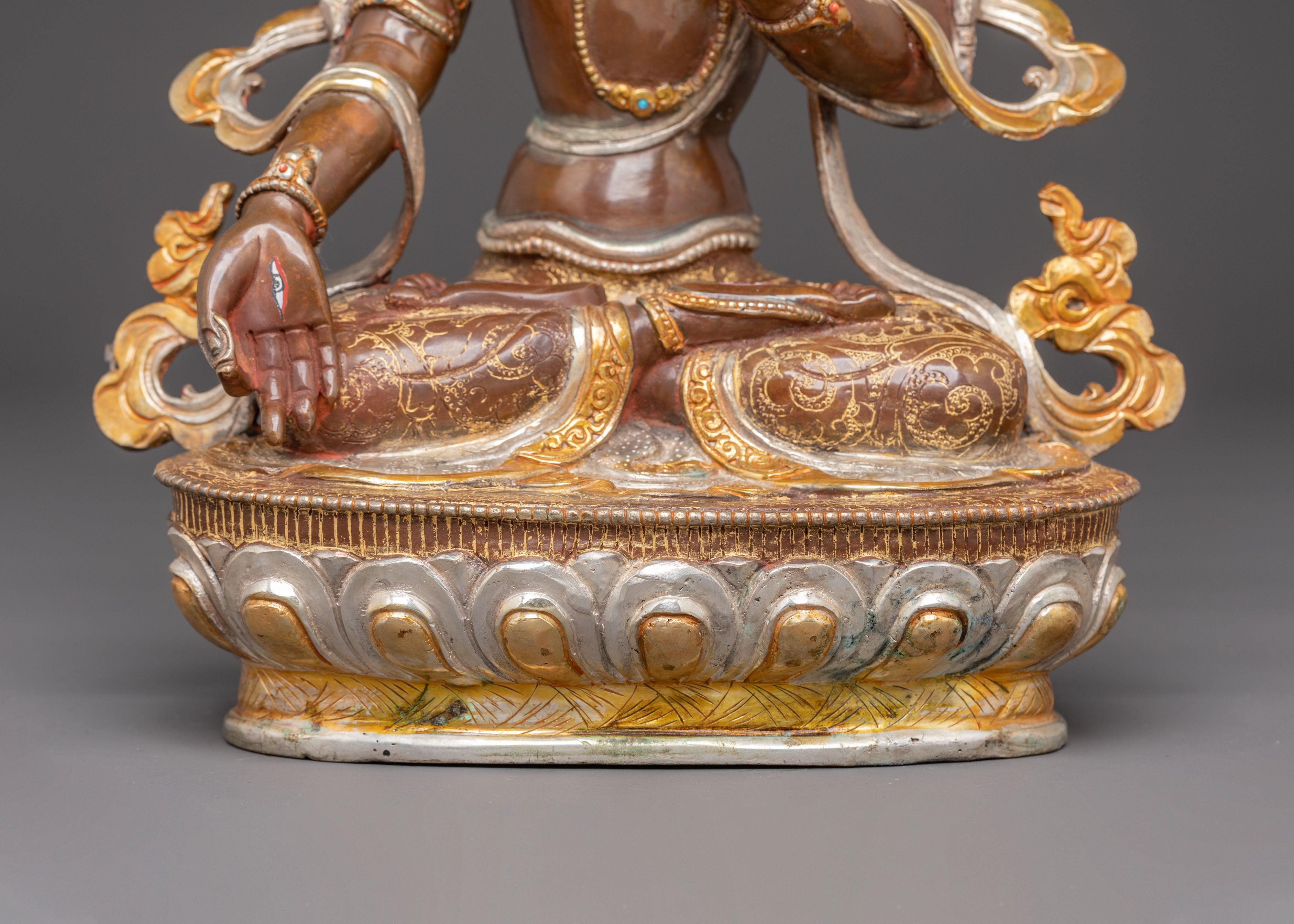 White Tara Golden Statue: Healing Deity of Tibetan Buddhism