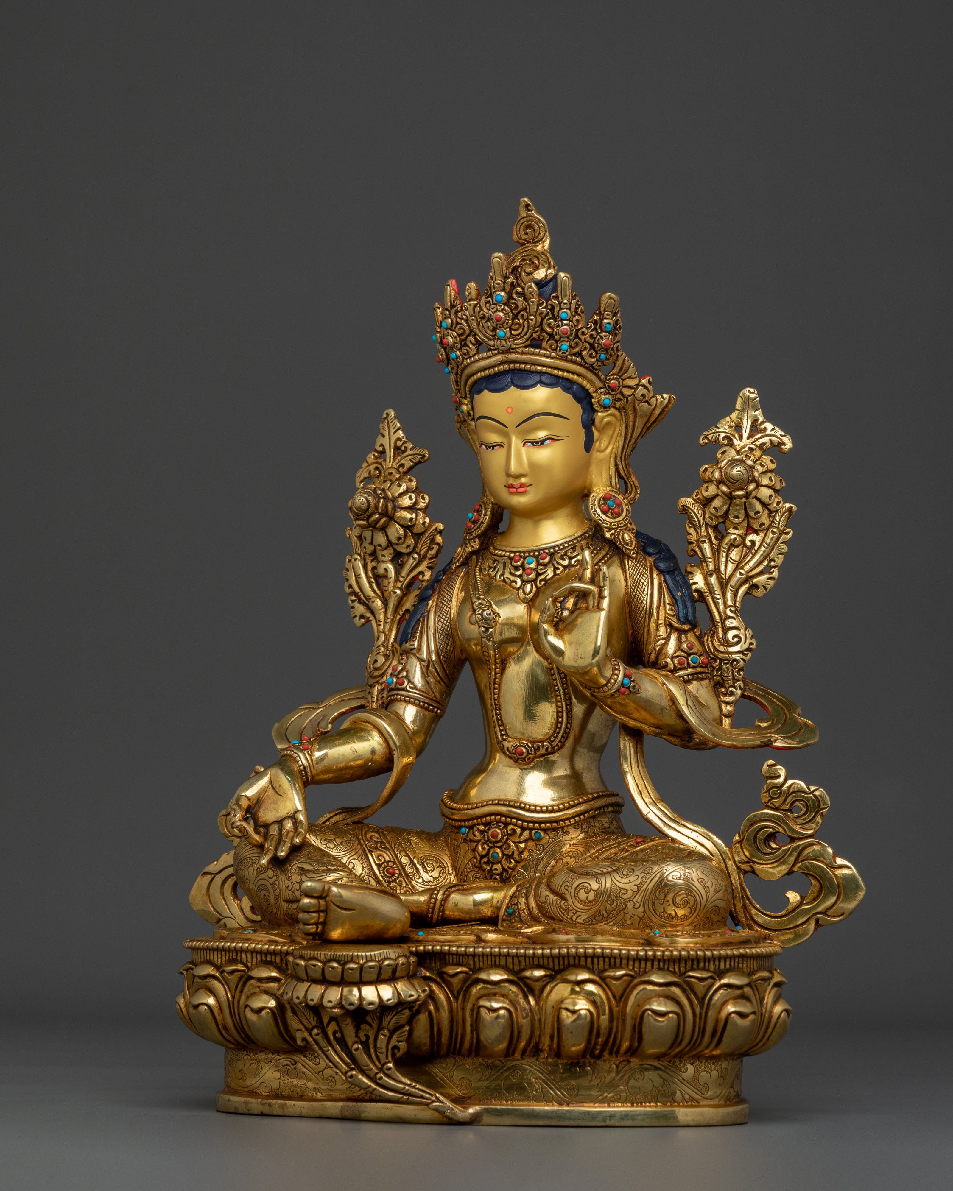 Tibetan Green Tara Statue | Healing Goddess