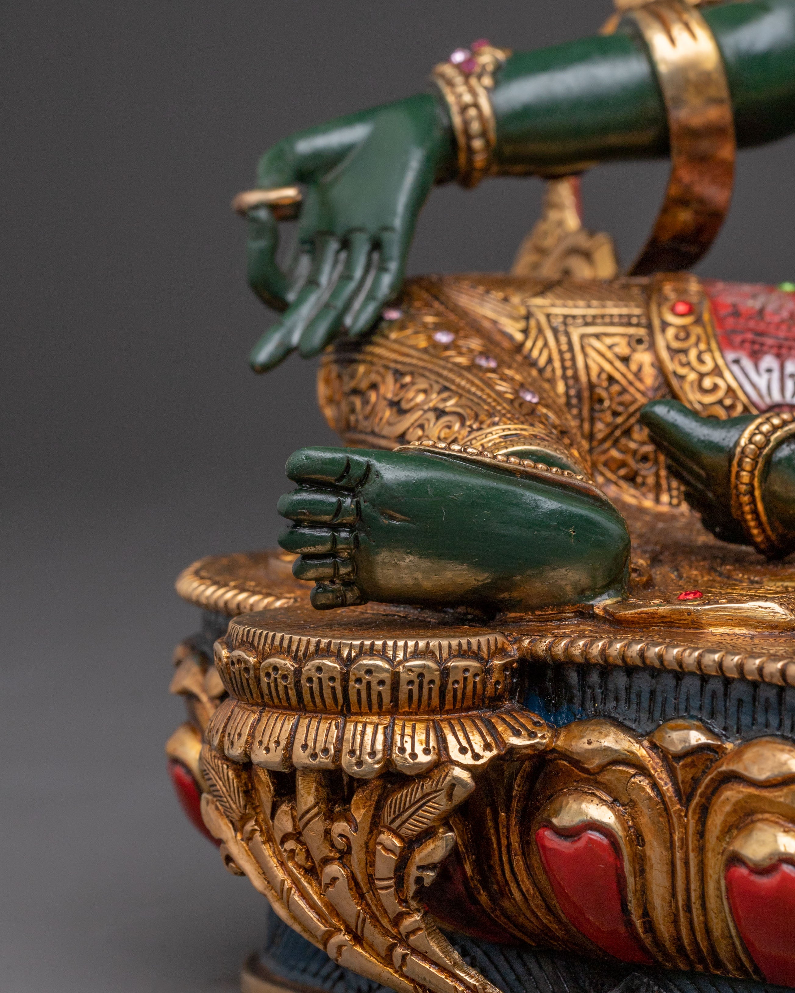 Green Tara Handcrafted Copper Statue – Radiant Devotion