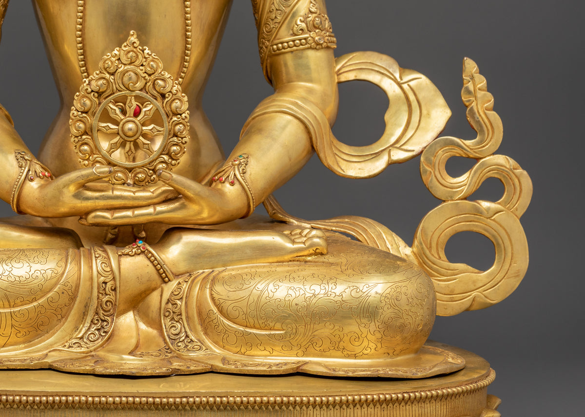 Handmade Vairocana Sculpture | Gilded Serenity