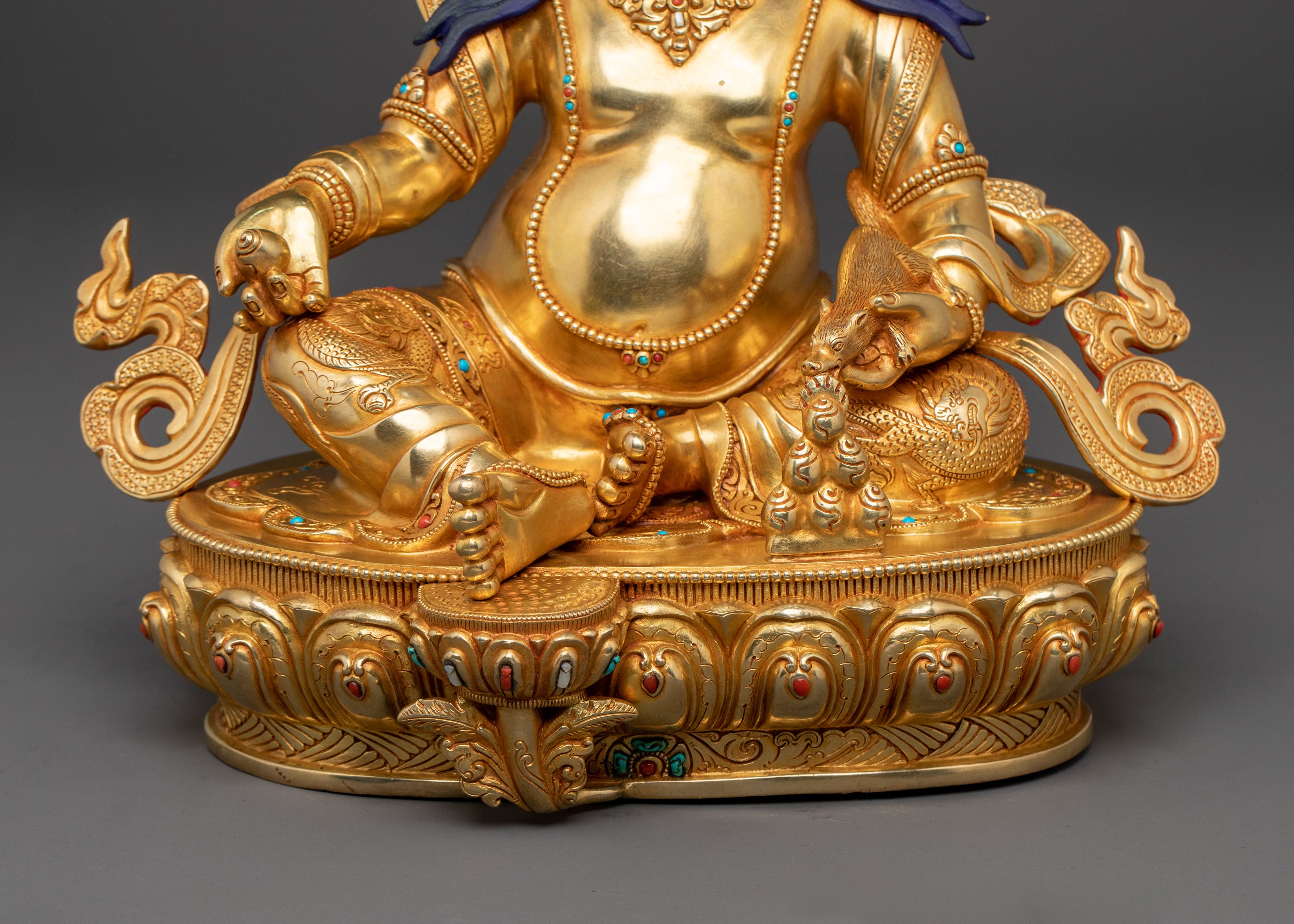 Dzambhala 24K Gold Gilded Statue | Wealth Deity