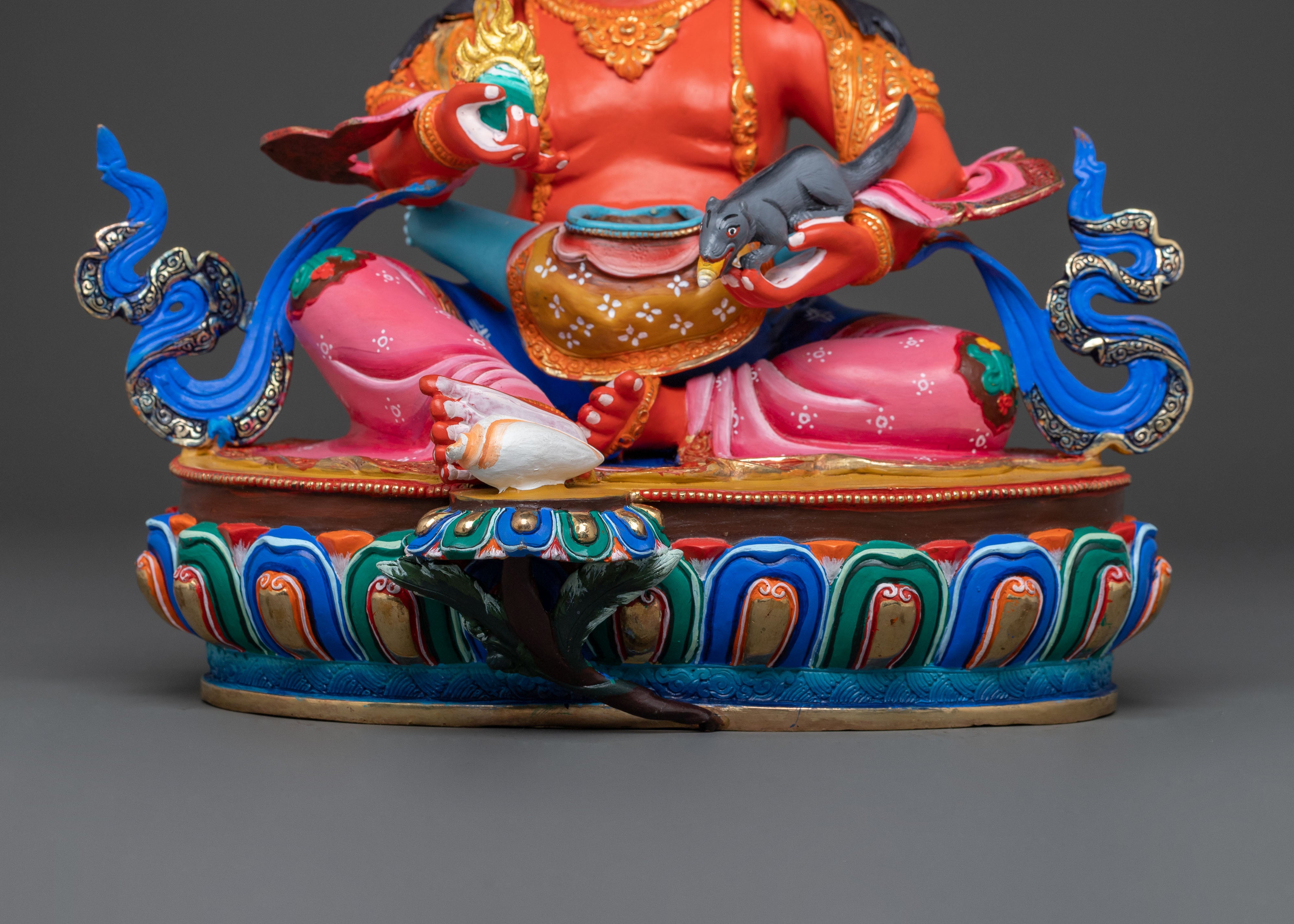 Red Dzambhala Sacred Idol | Buddhist Deity of Wealth and Abundance