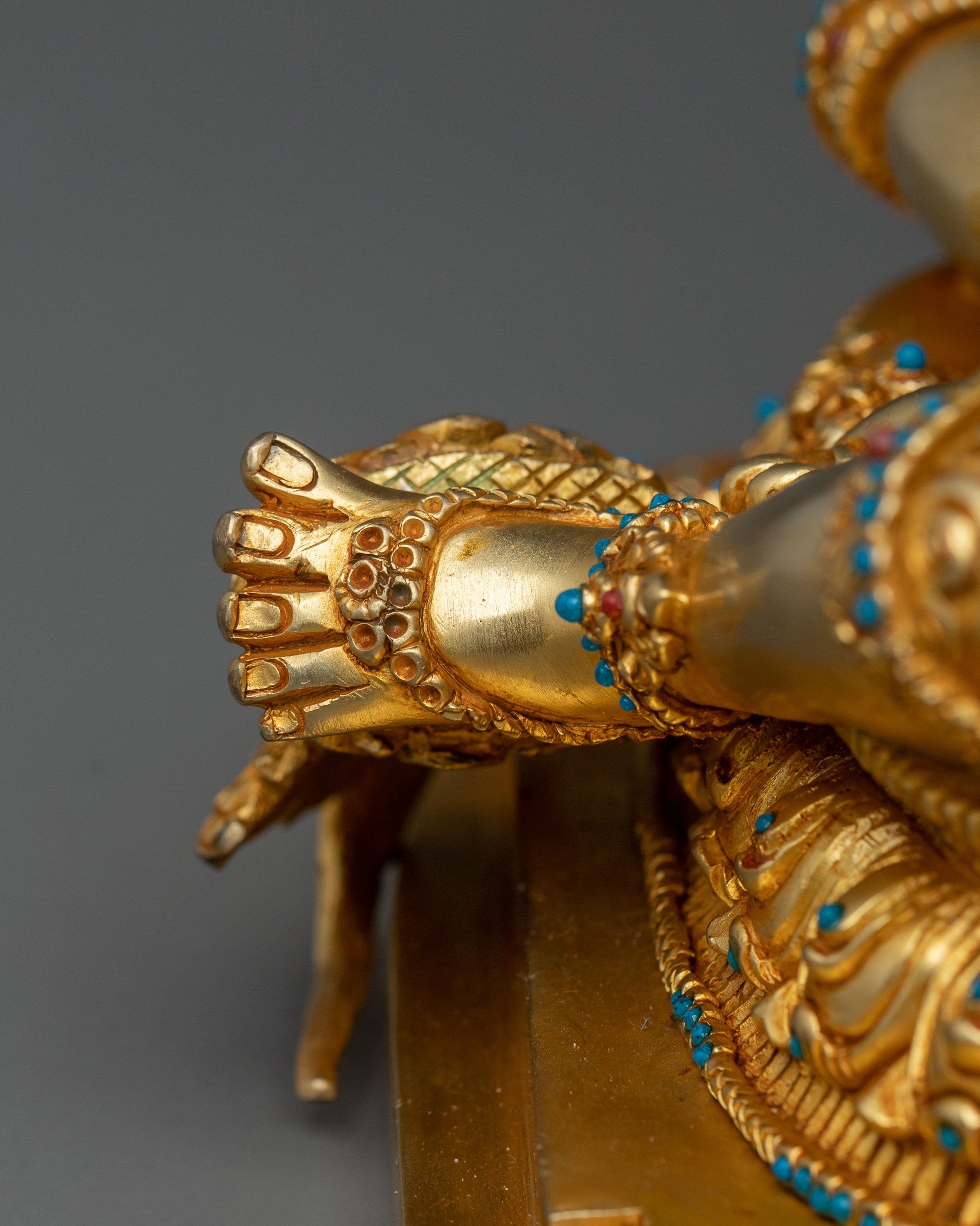 Manjushri Idol: 24K Gold Gilded Sacred Figurine