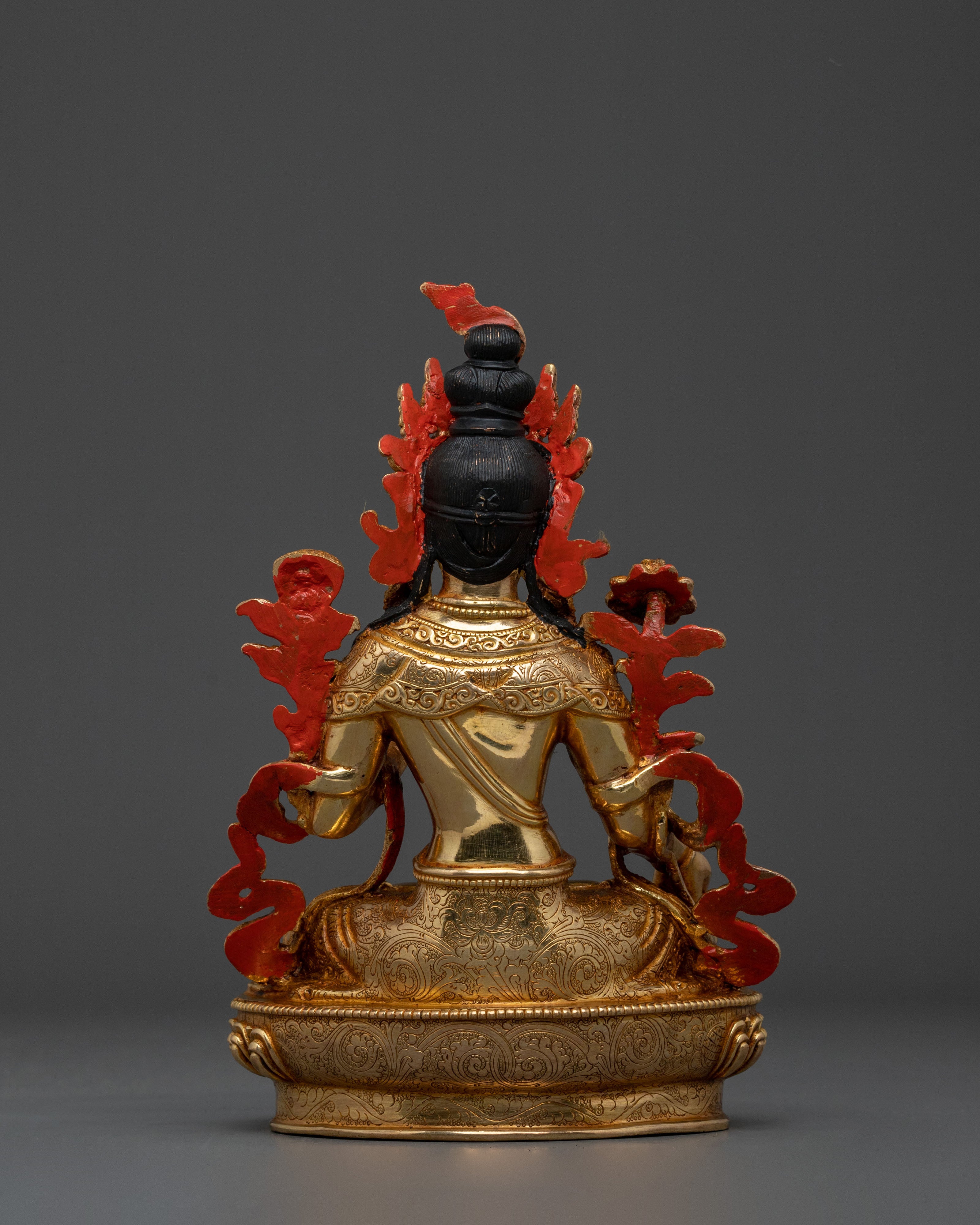 White Tara Peaceful Statue: Serene Gold-Gilded Copper