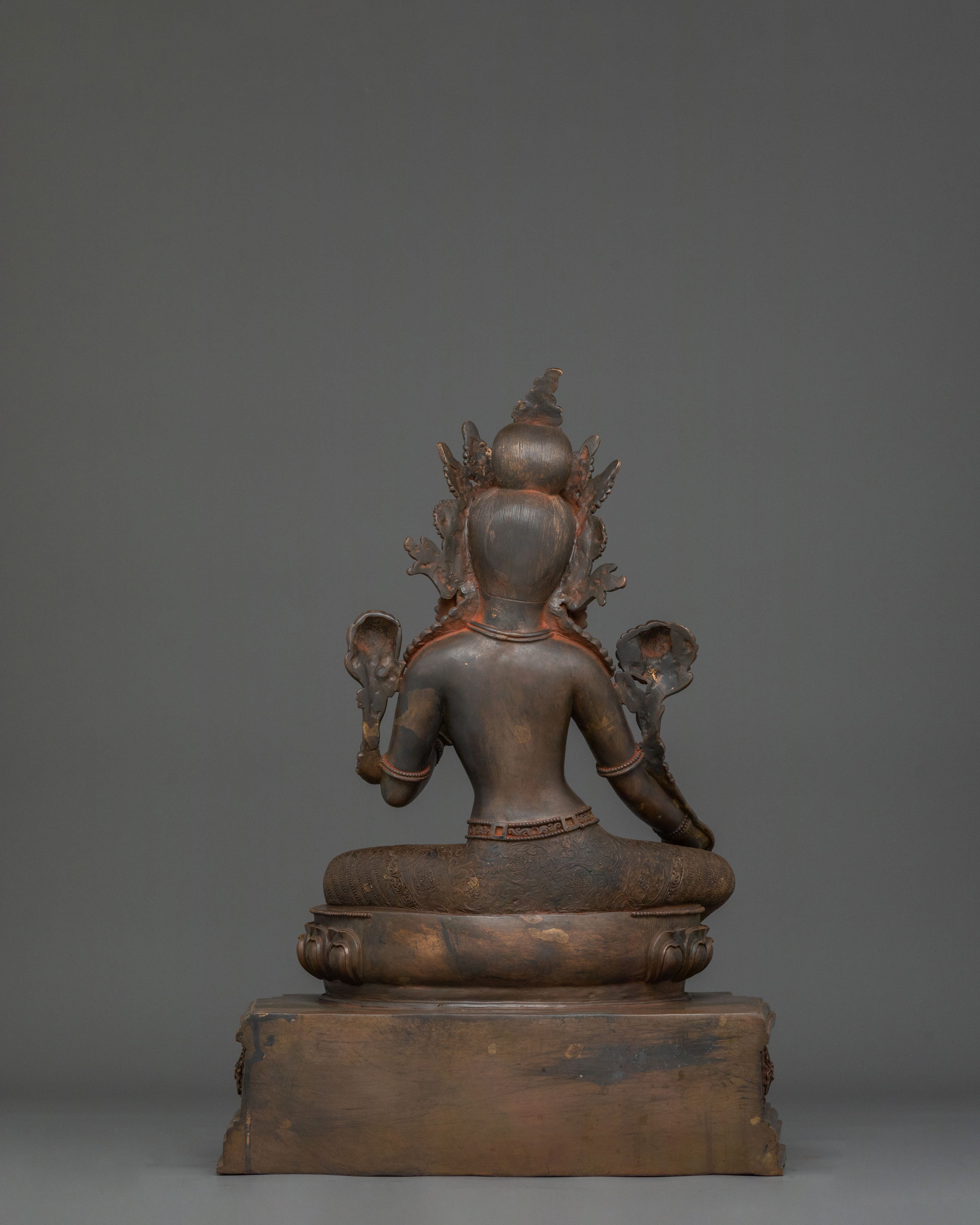 Green Tara Statue On Throne | Goddess of Protection