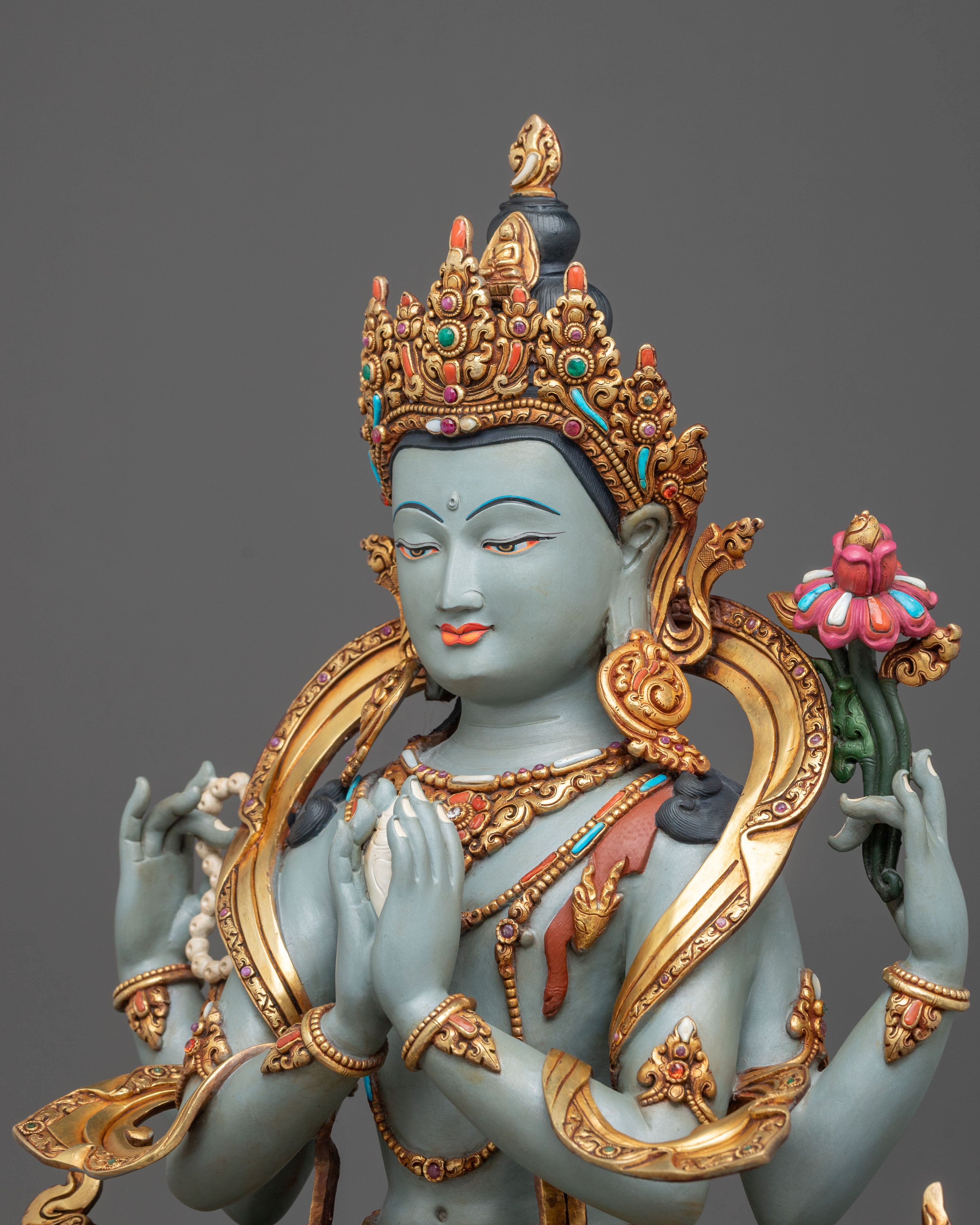 Tibetan Deity Four-Armed Chenrezig Statue | Home Decor