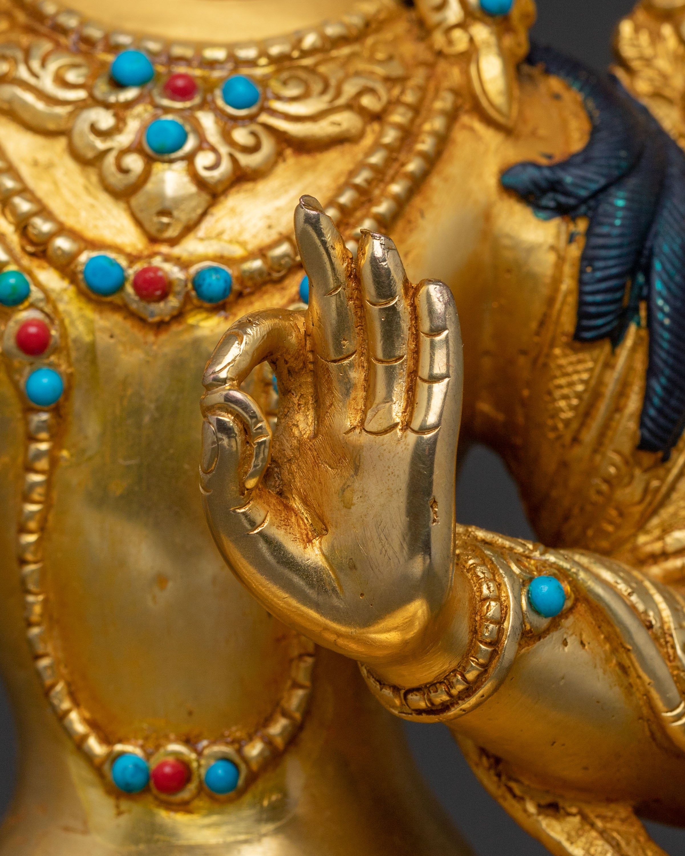 Manjushri Statue Protector of Knowledge | 24k Gold-Glided Sculpture