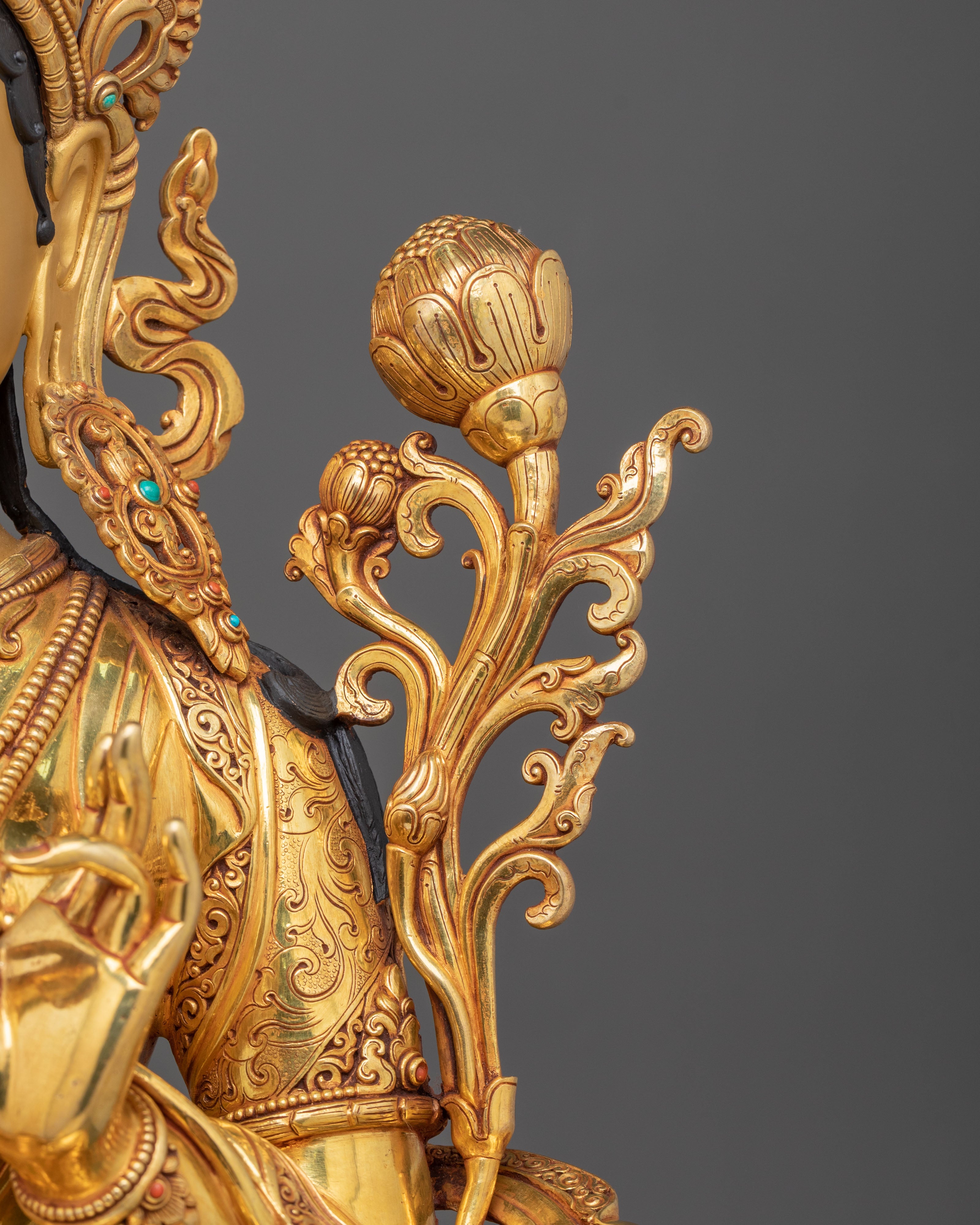 Mother Green Tara Statue | Copper Figurine for Altars