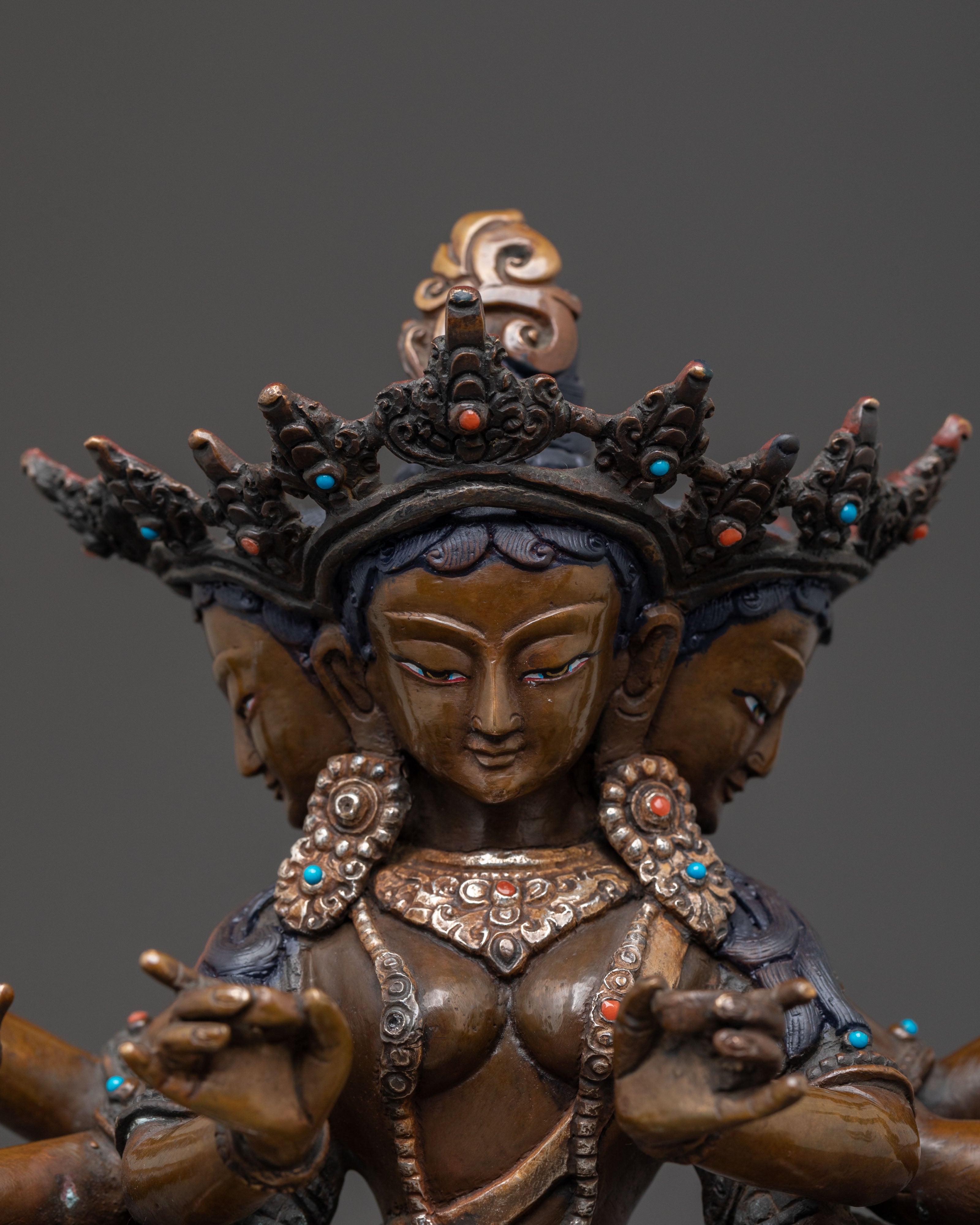 Dhoja Devi Spiritual Statue: Oxidized Copper Serenity