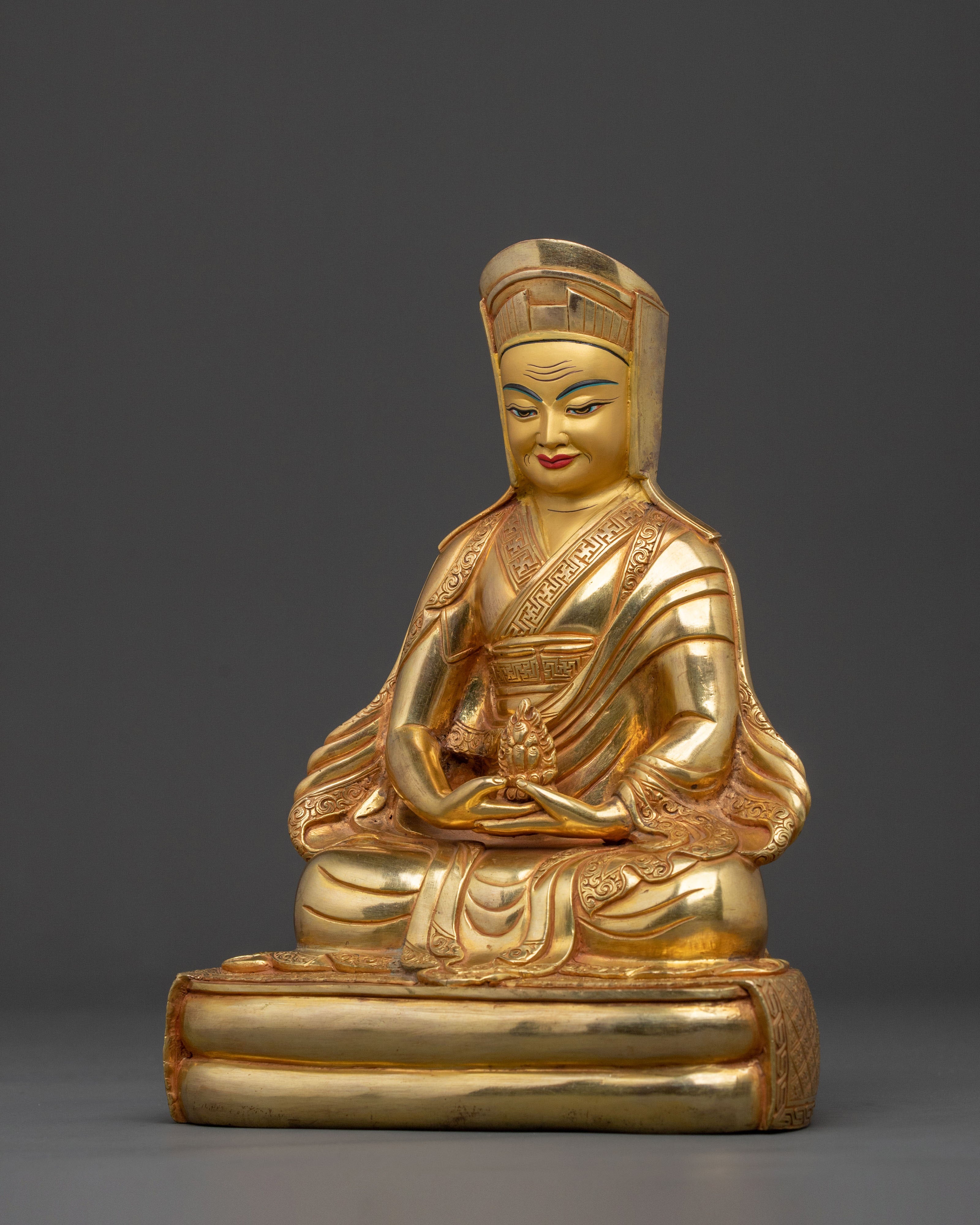Gampopa Statue | 24K Gold Gilded Figurine