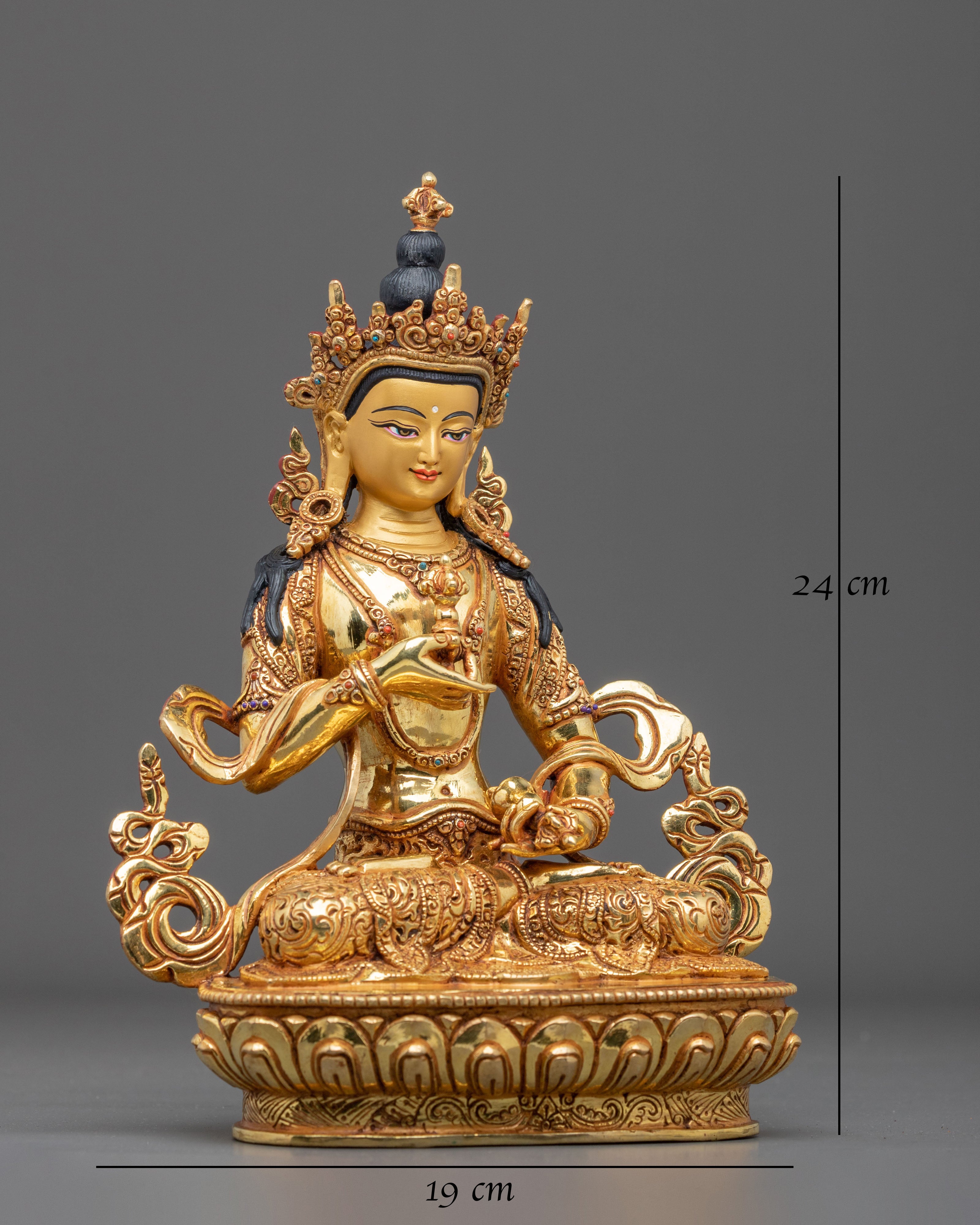 Vajrasattva Sacred Sculpture | Exquisite 24K Gold Gilded
