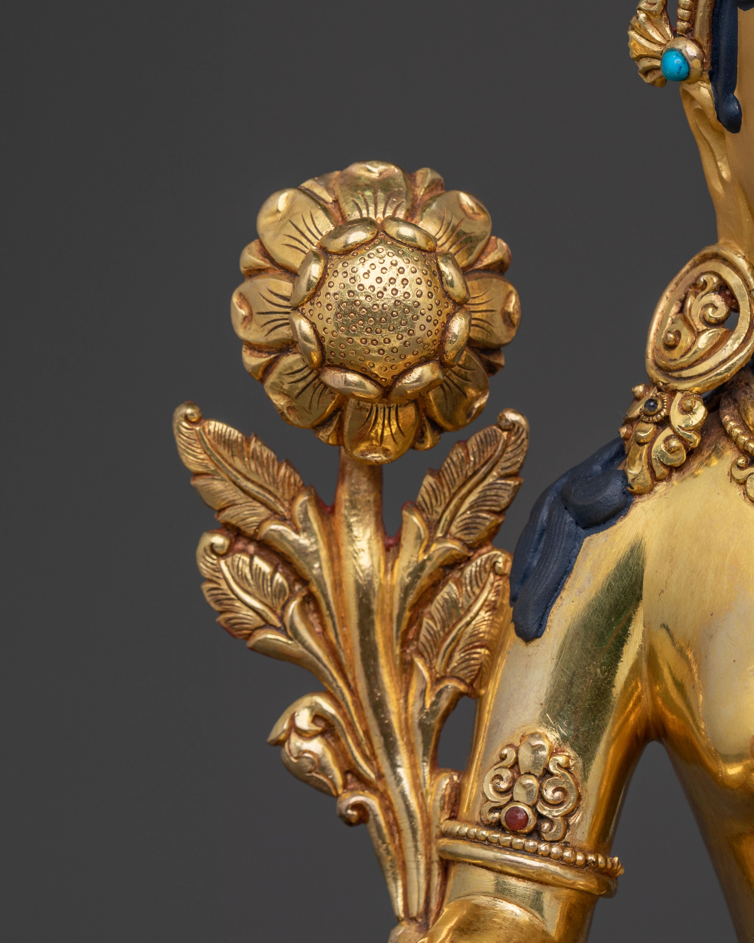 Green Tara 24K Gold Gilded Statue | Home Decor