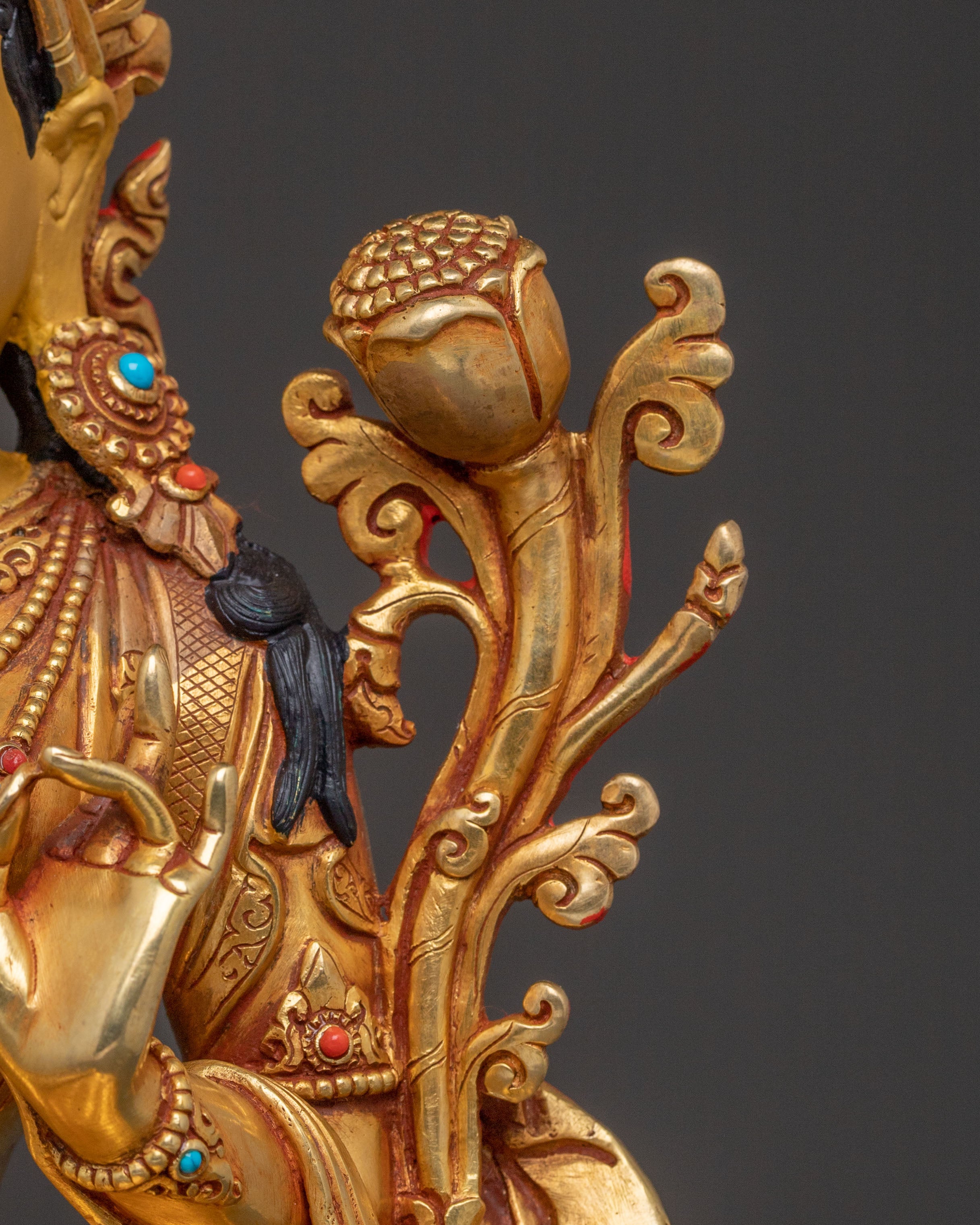 Green Tara Swift Protection Statue - Radiant Hand-Gilded Copper