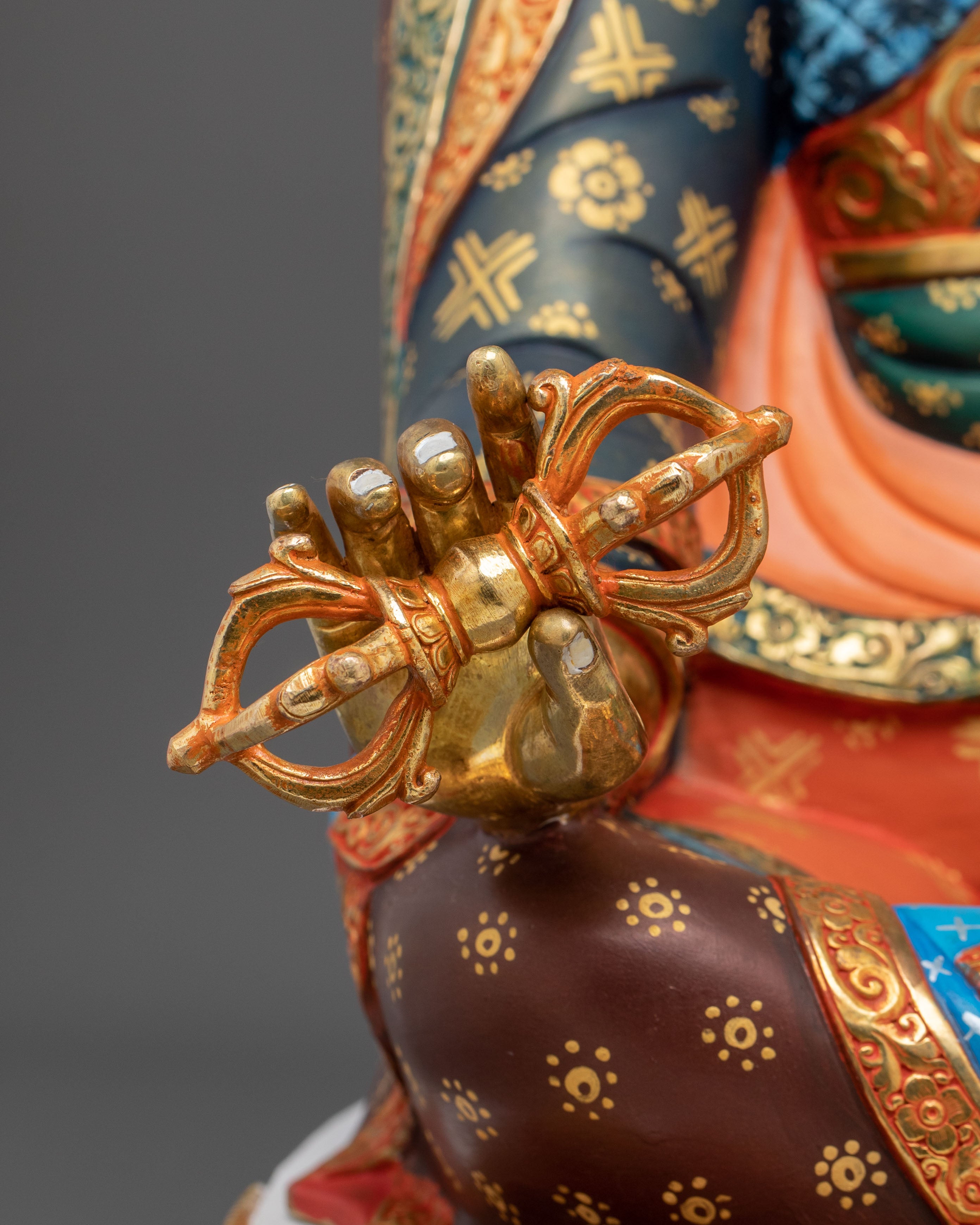 Guru Rinpoche Spiritual Figurine | Exquisite 24K Gilded Statue