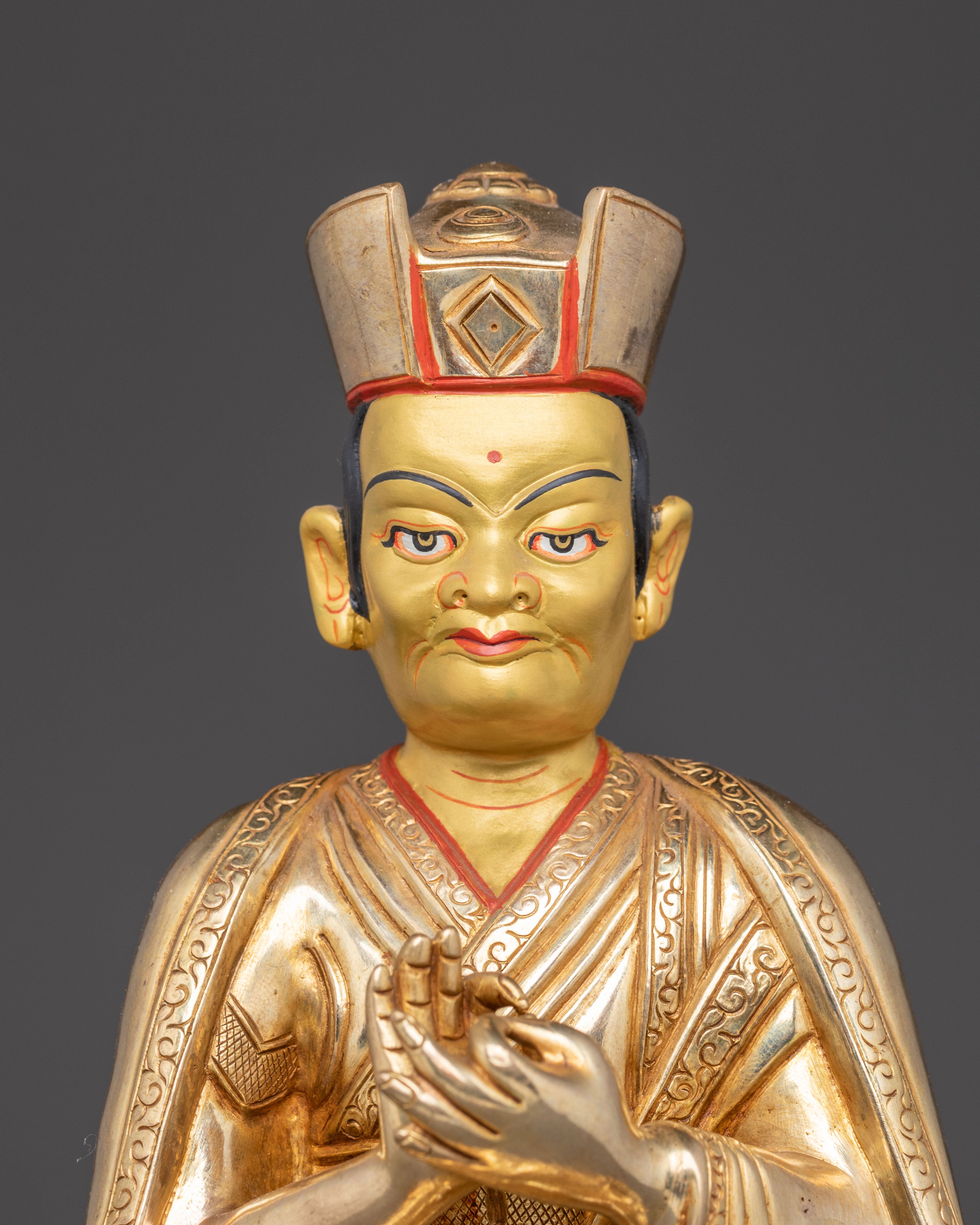 Handmade Karmapa Copper Body Statue | Gilded in 24K Gold