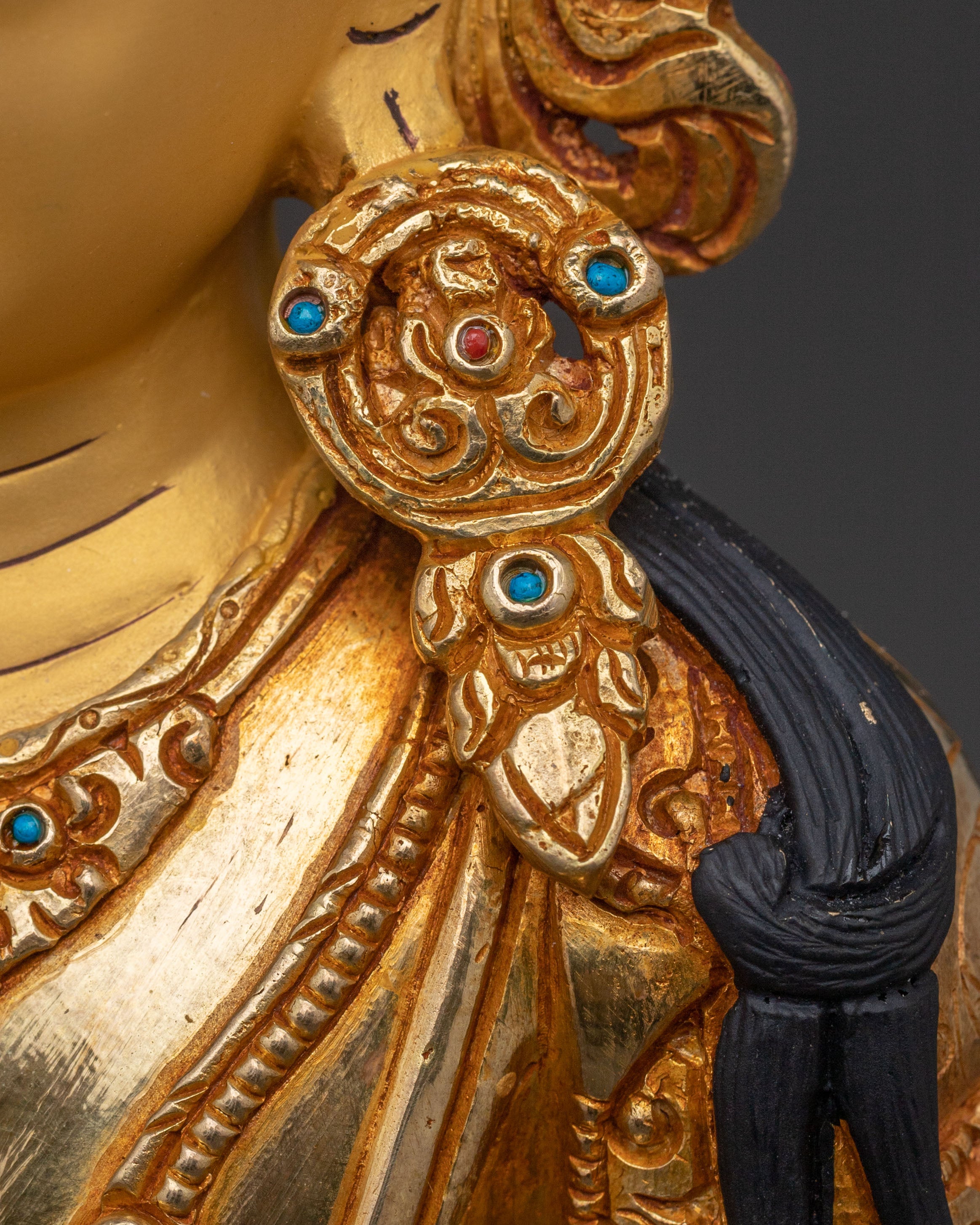 Golden Kshitigarbha Copper Statue | Serene Devotional Art