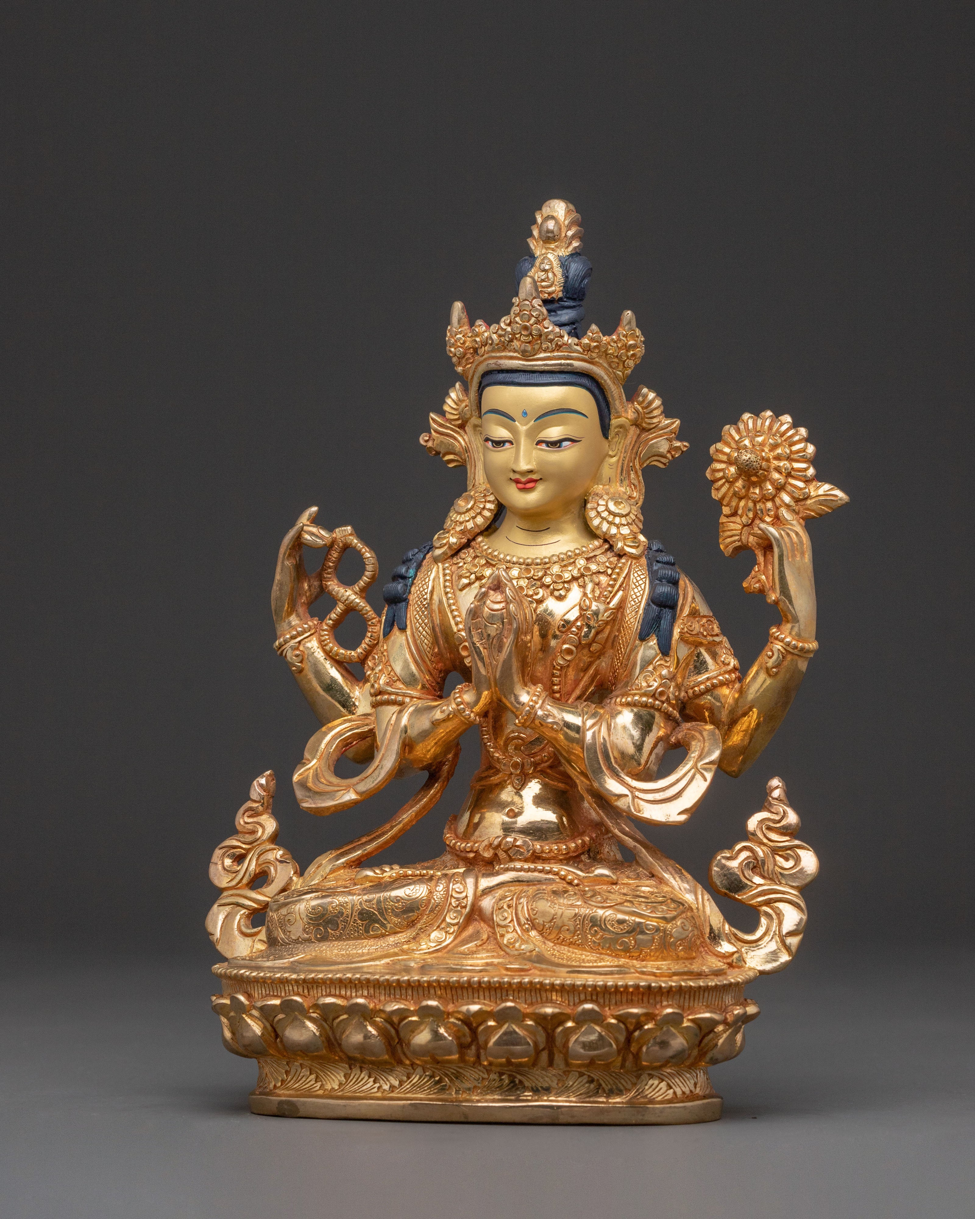 Chenrezig Golden Statue: Eyes of Compassion