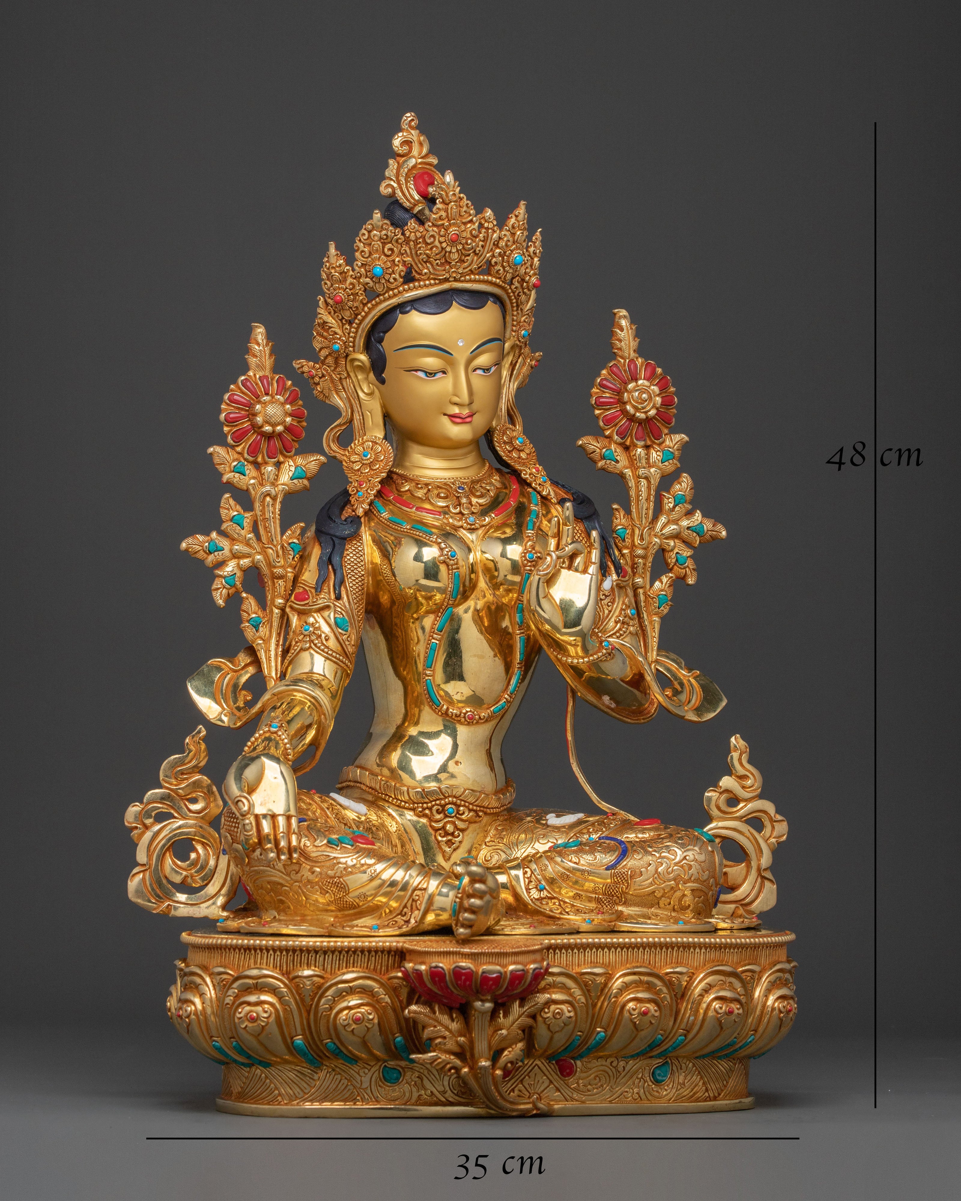 Buddhist Goddess Green Tara Sacred Statue | Tibetan Goddess of Compassion