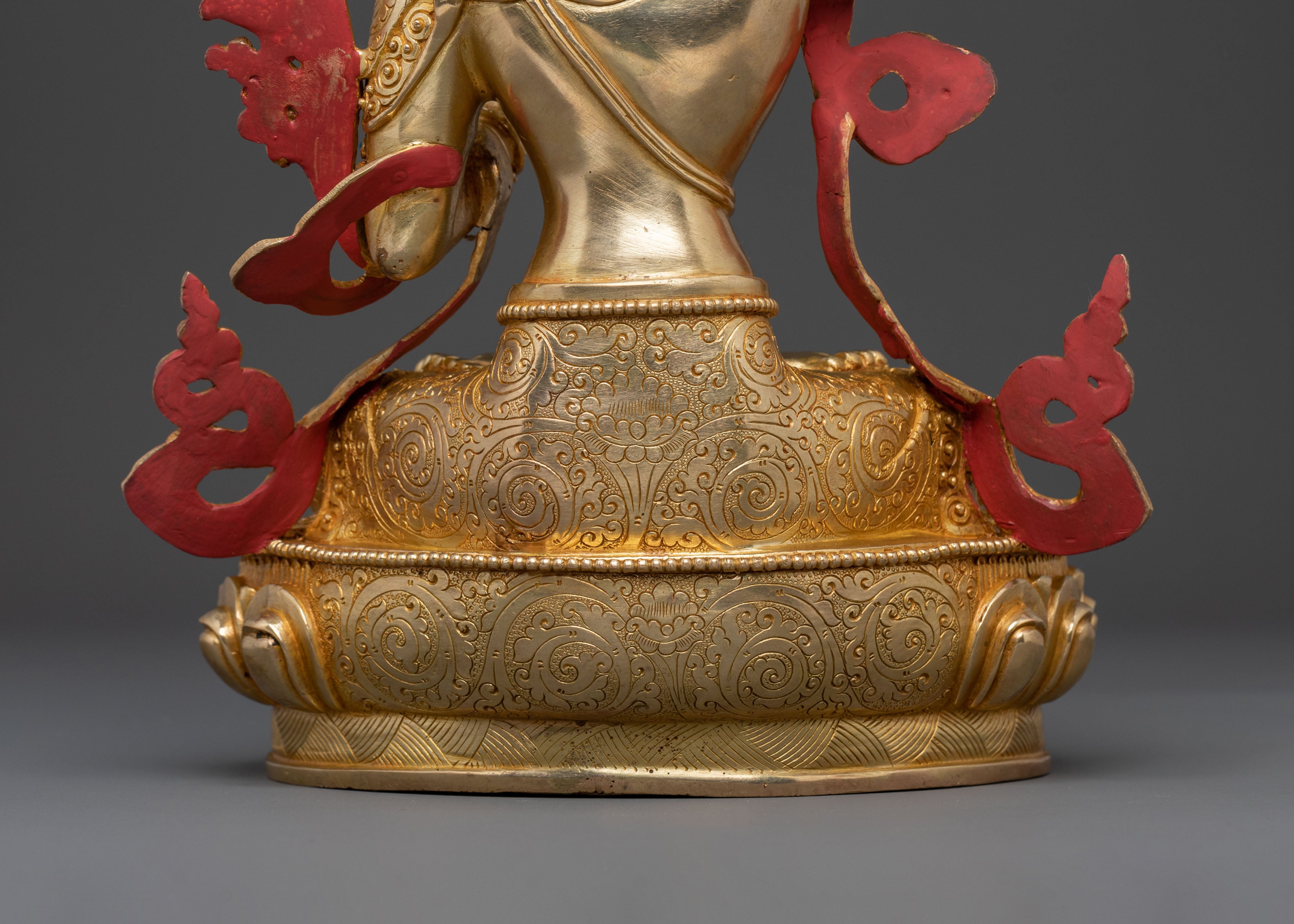Handmade 24K Gold Gilded Manjushri Statue