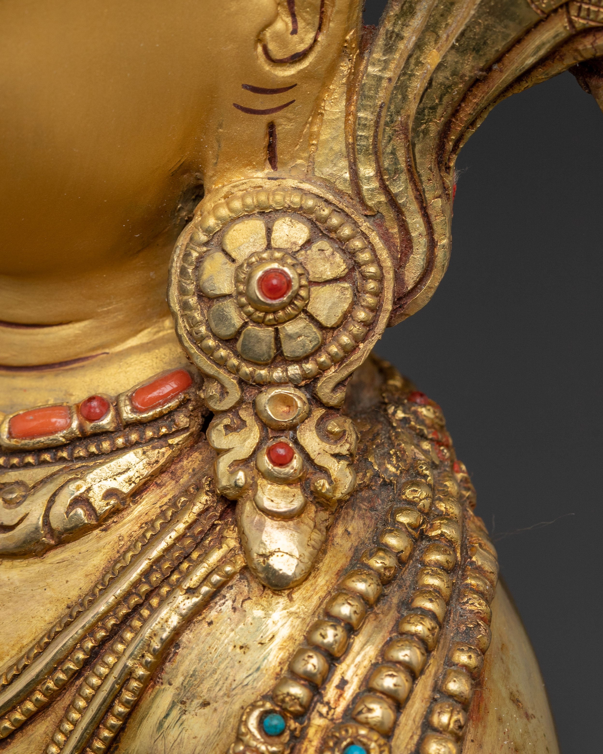 Handmade Kshitigarbha Golden Statue | Guardian of the Underworld