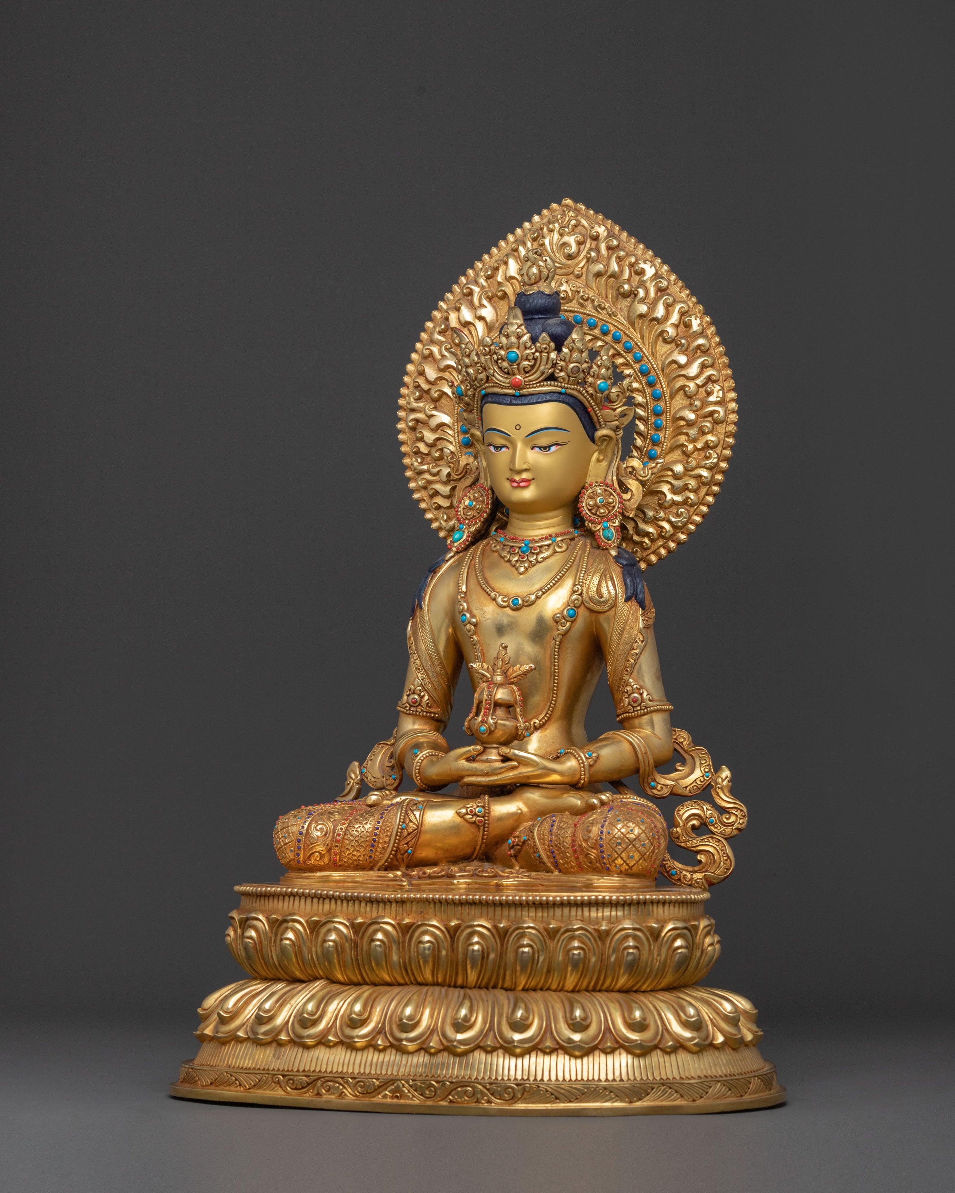 Amitayus Statue | Exquisite 24K Gold Gilded Idol