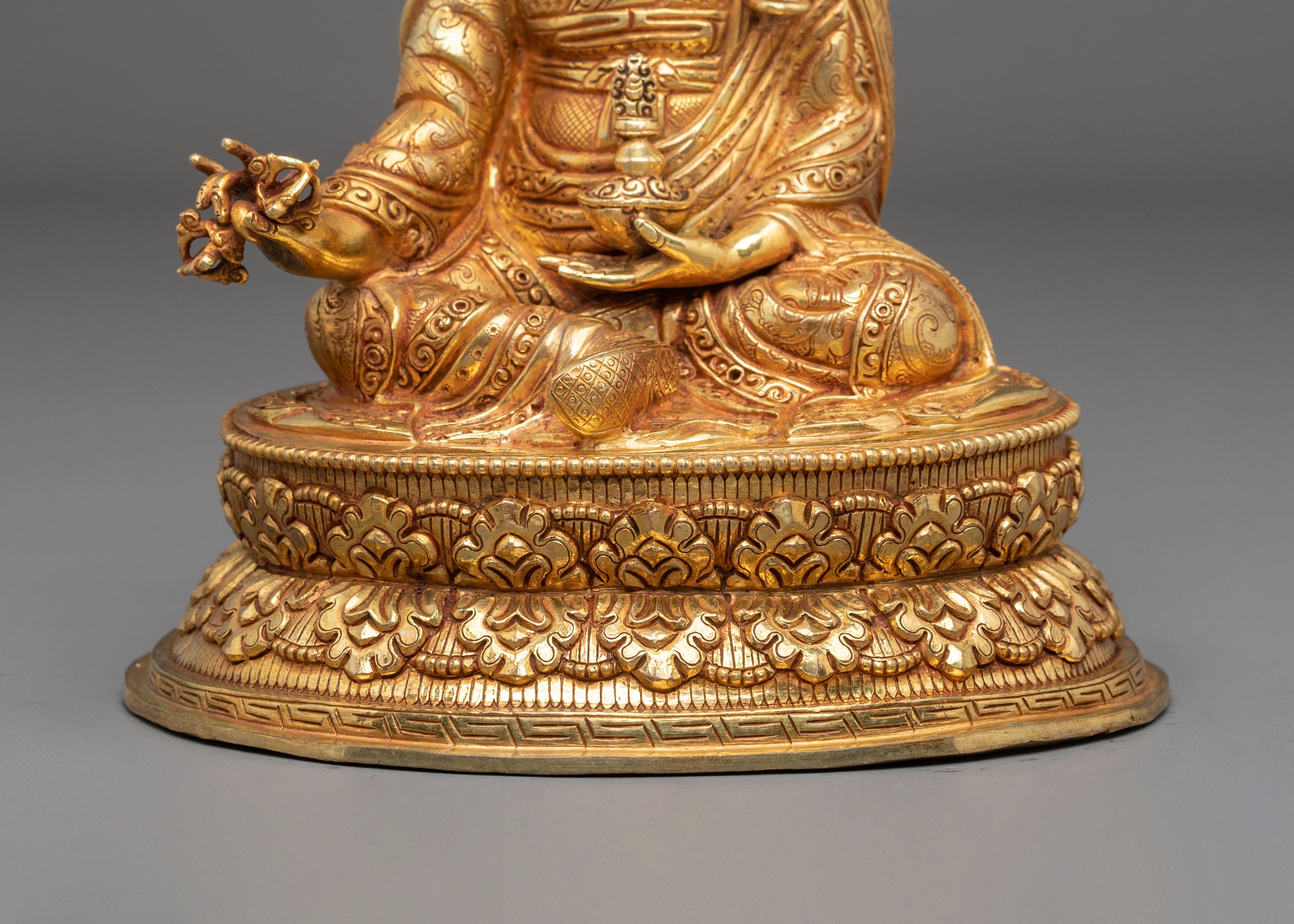 Hand-Carved Guru Rinpoche Sculpture | Copper Figurine