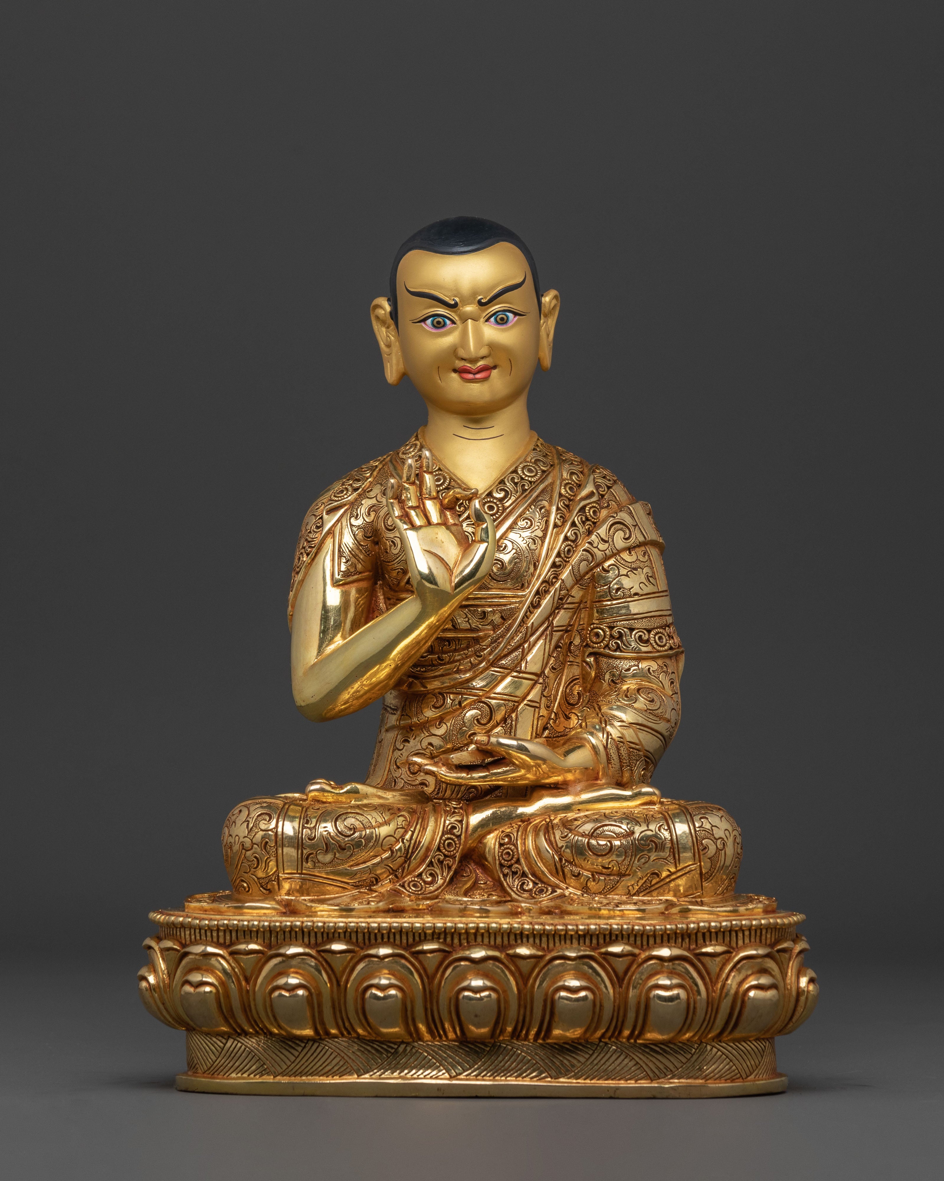 Buddhist Statue Set of Tsongkhapa with Disciples – Gilded Copper Masterpiece