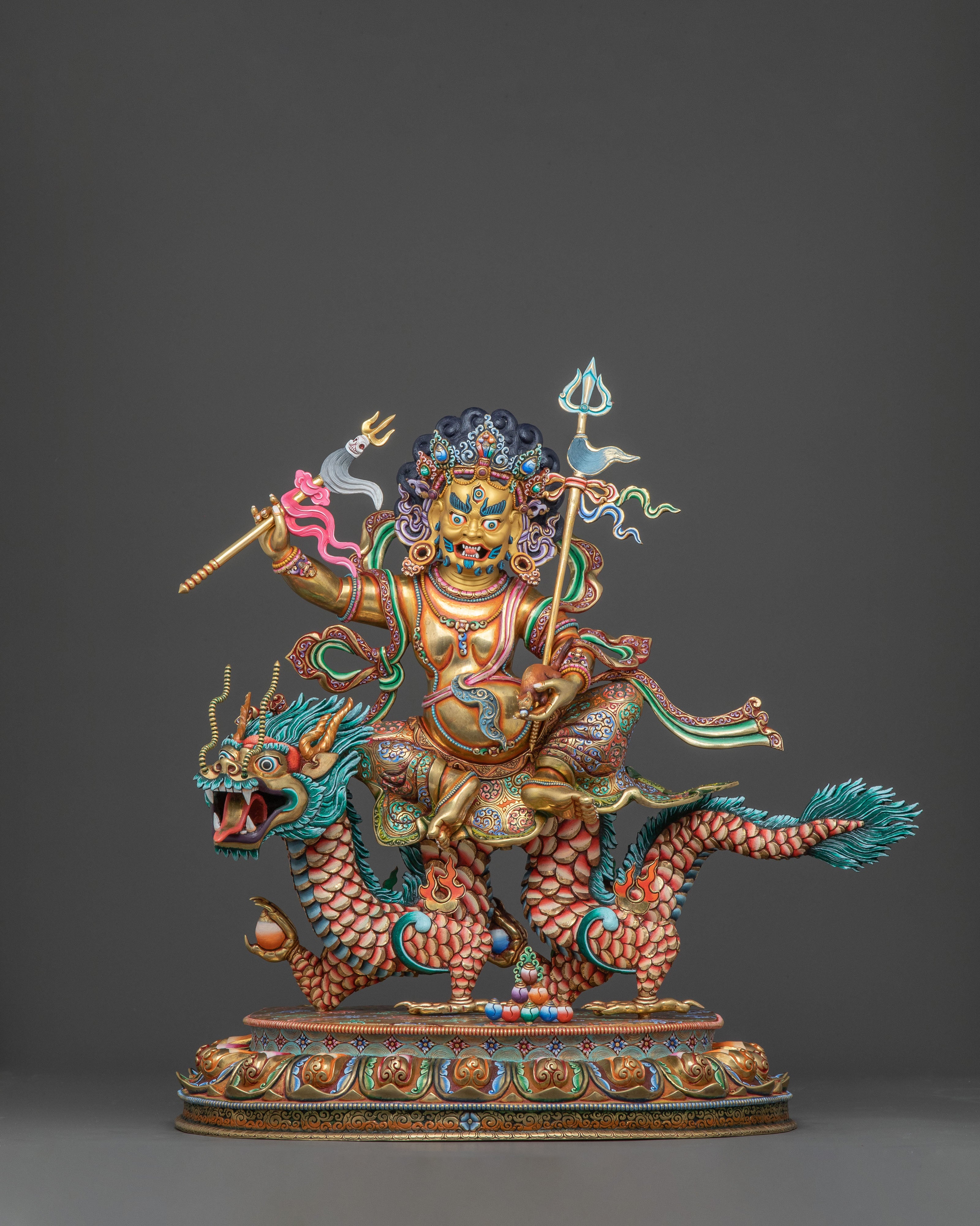 White Dzambhala Prosperity Statue | 24k Gold Glided