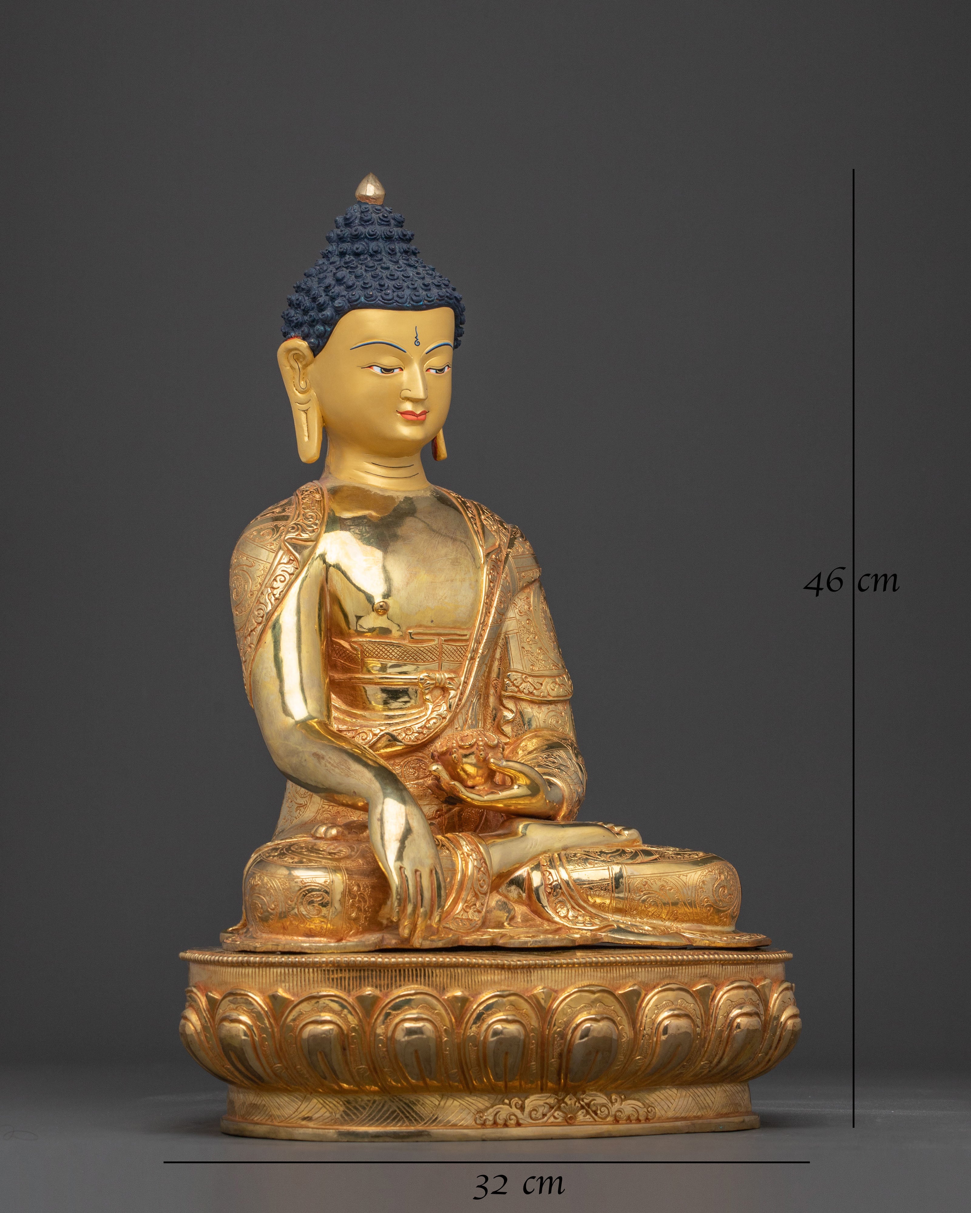 Shakyamuni Buddha Sacred Sculpture – Handcrafted Gold Gilded Statue