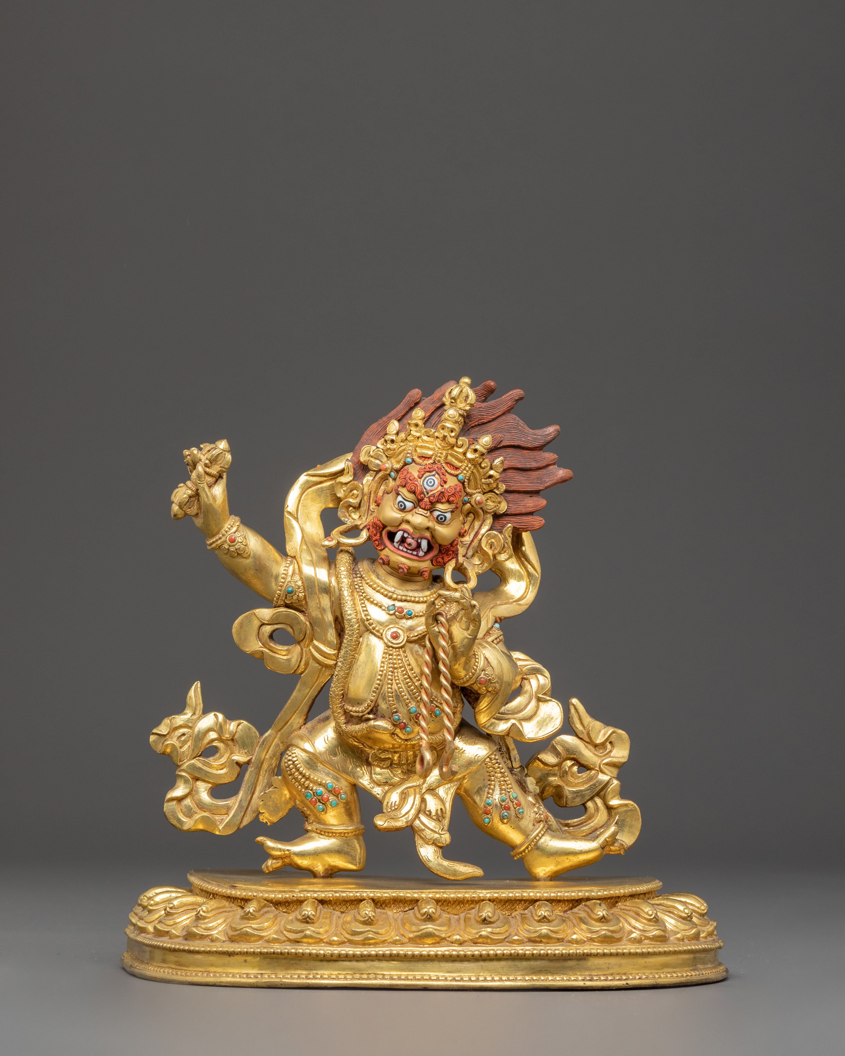 Golden Vajrapani Handmade Statue of Protection | Fierce Guardian