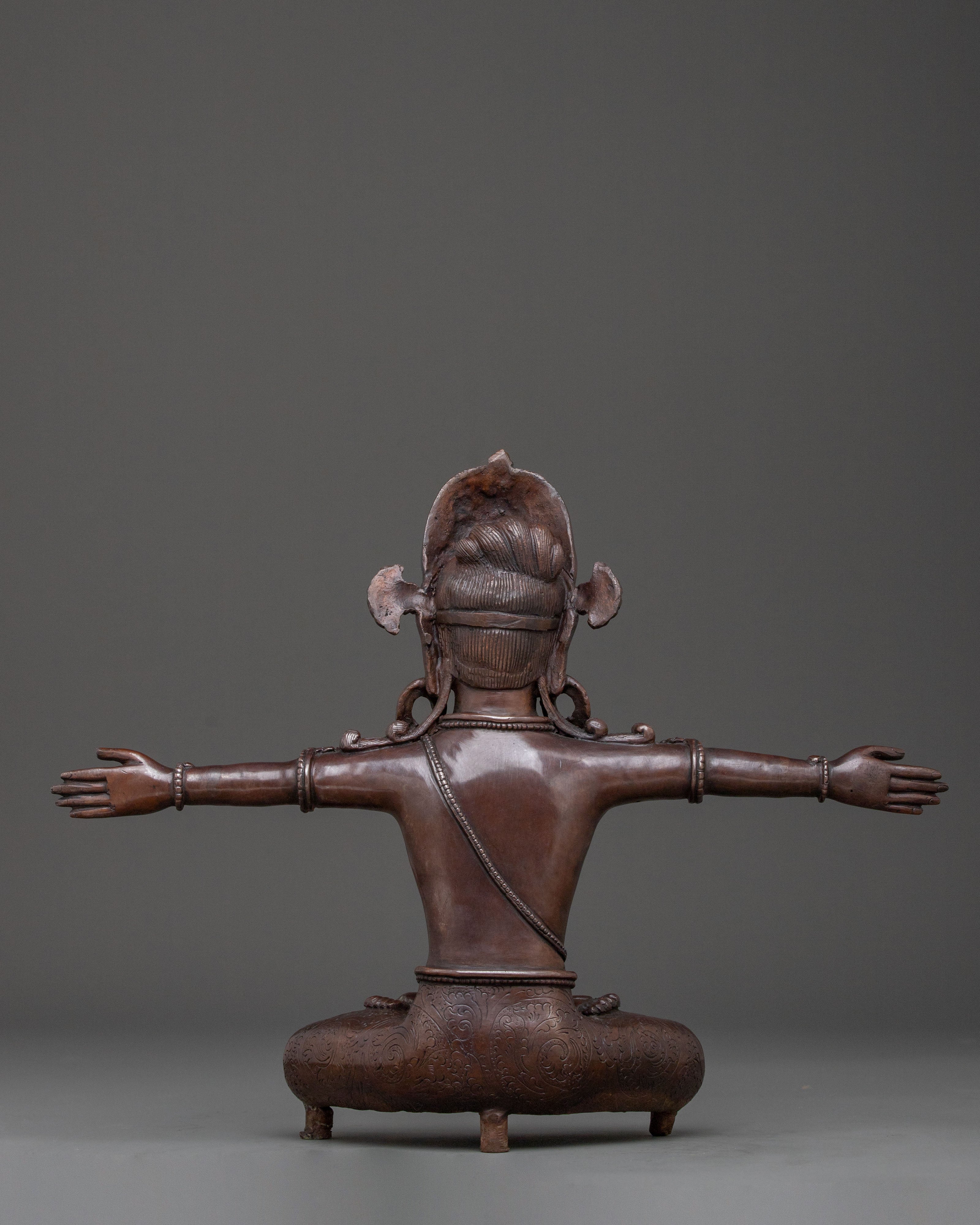Indra Oxidized Copper Statue | Hindu Protector Deity