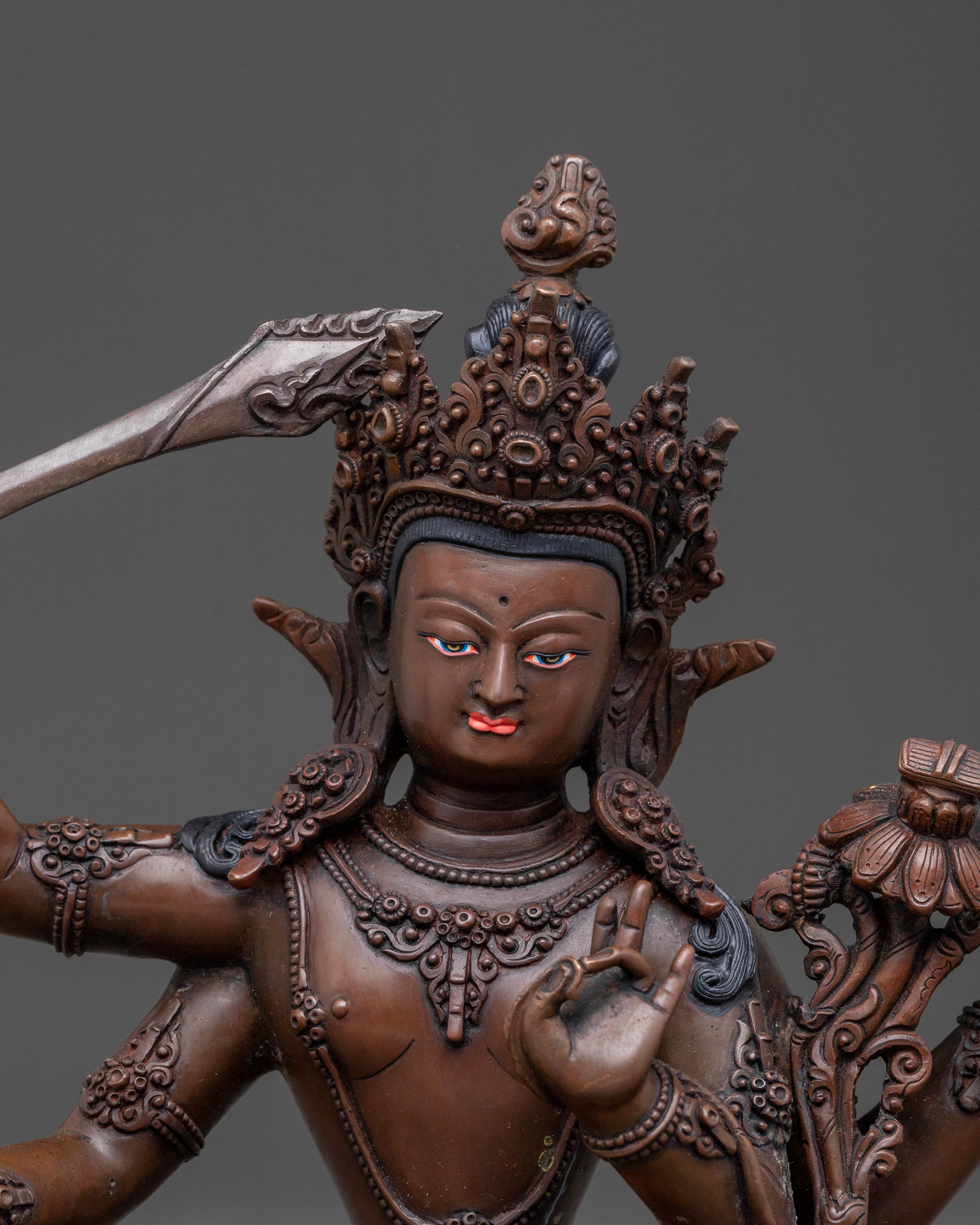 Maha Manjushri Sacred Statue – Oxidized Copper