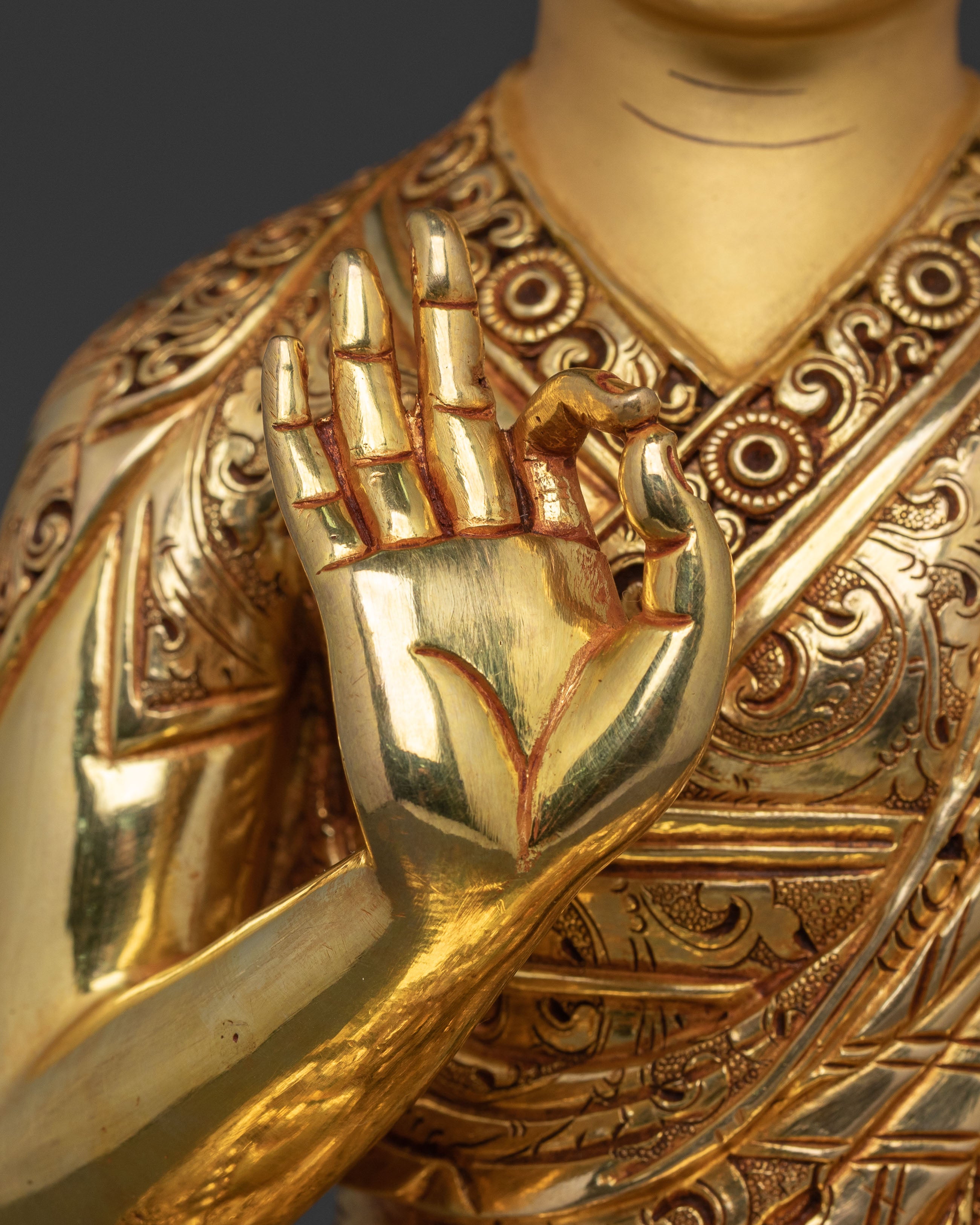 Buddhist Statue Set of Tsongkhapa with Disciples – Gilded Copper Masterpiece