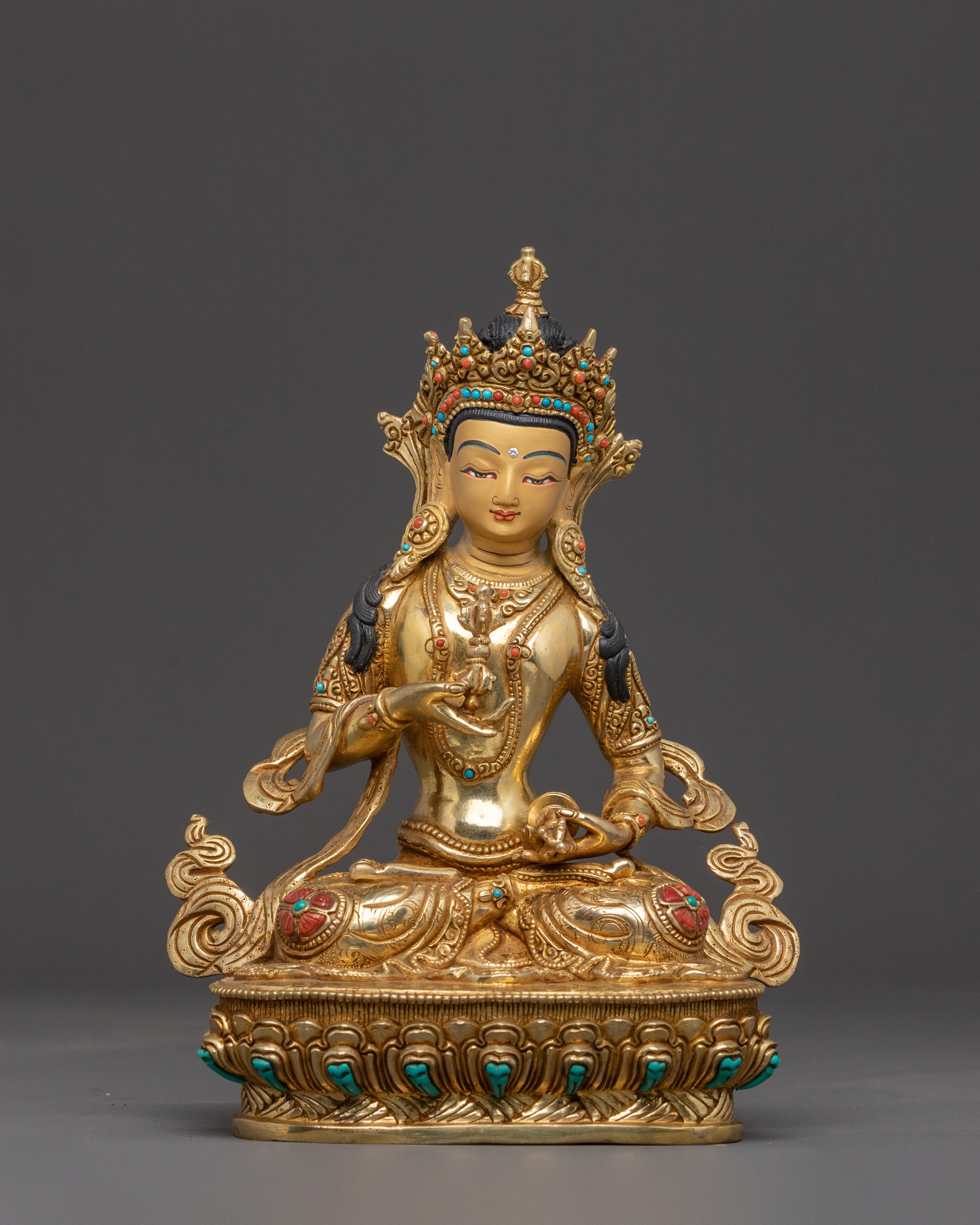Handcrafted Holy Vajrasattva Statue – 24K Gold Gilded Copper