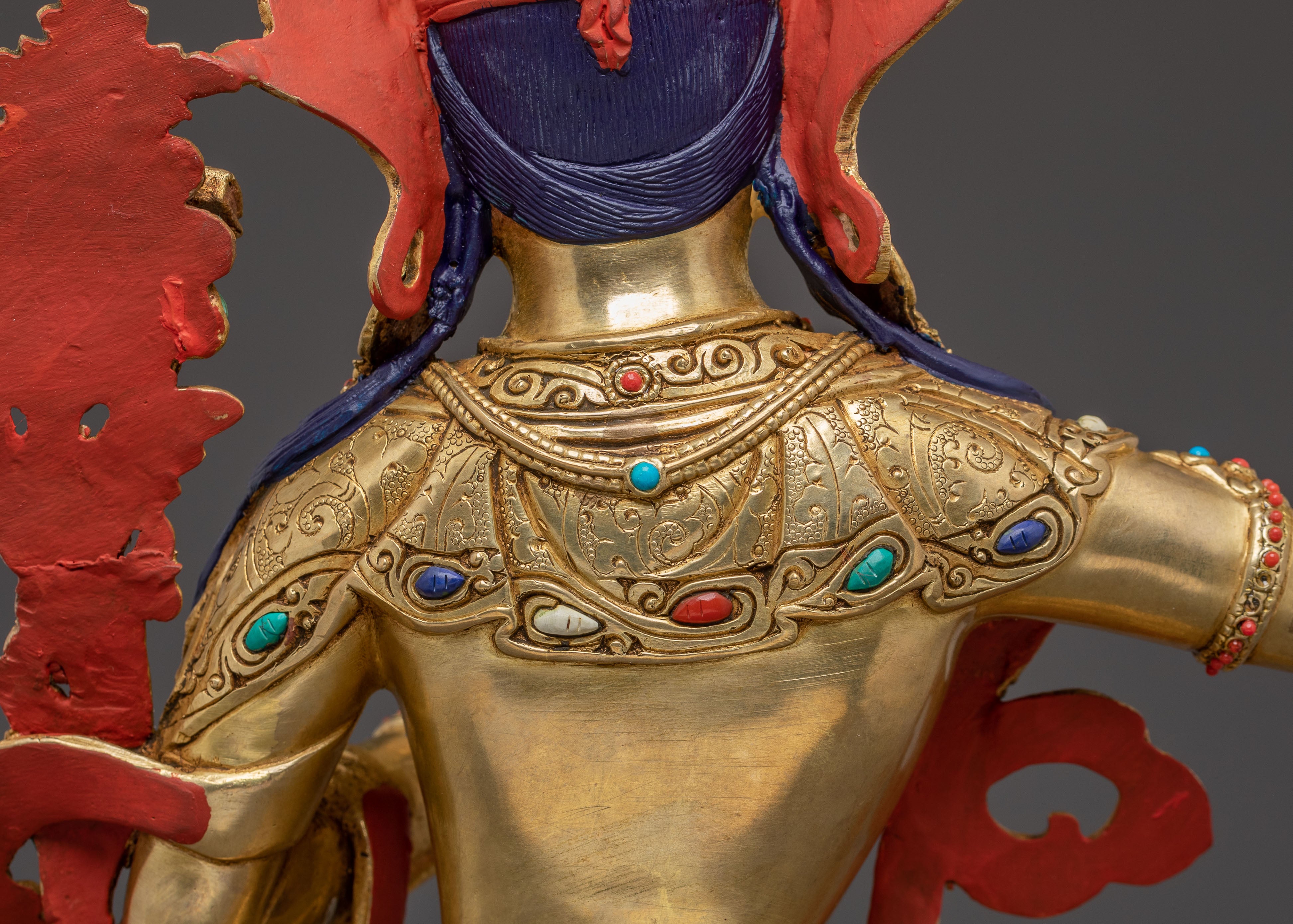 Handcrafted Copper Sculpture of Bodhisattva Manjushri