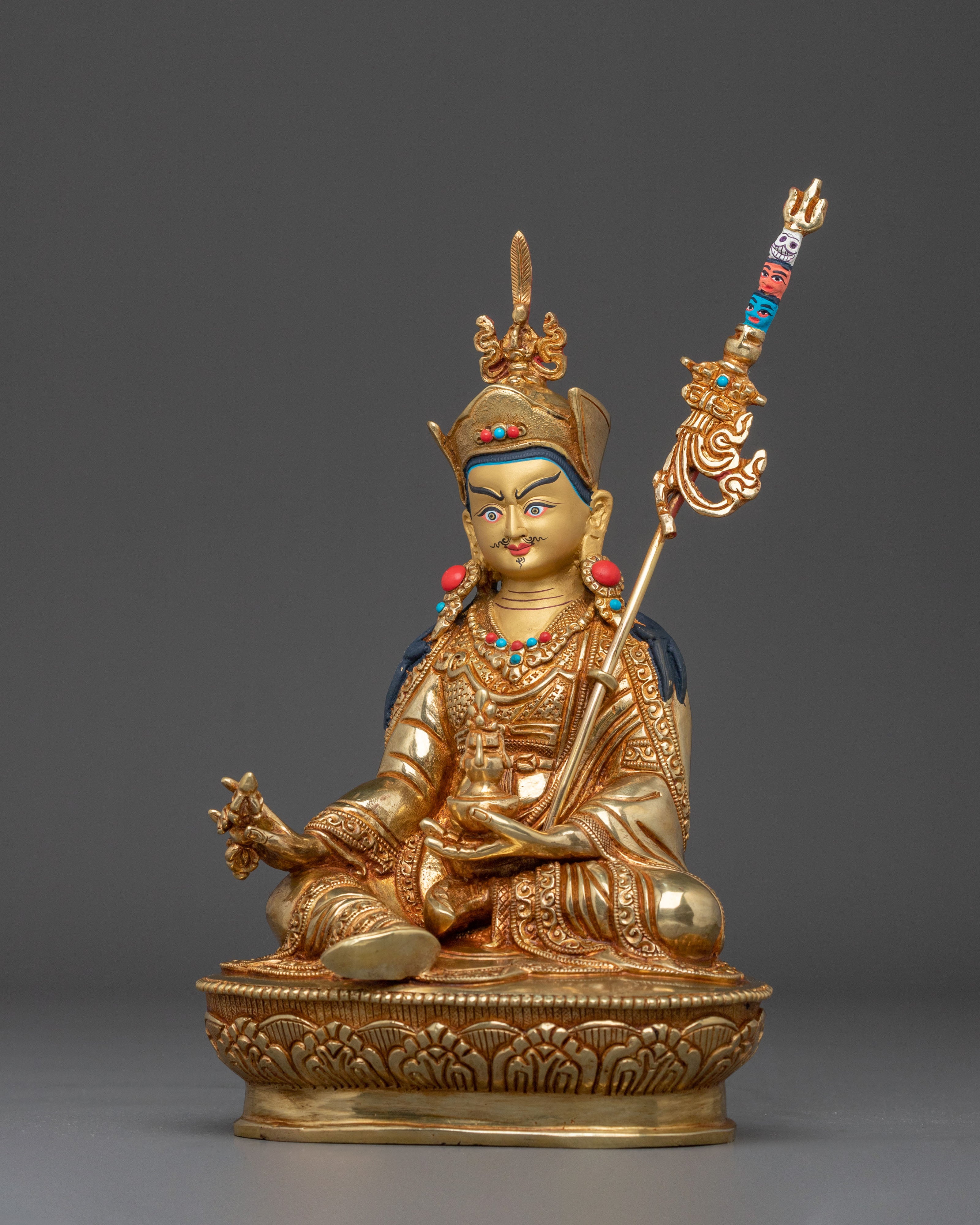 Guru Rinpoche Statue | 24K Gold Gilded Figurine