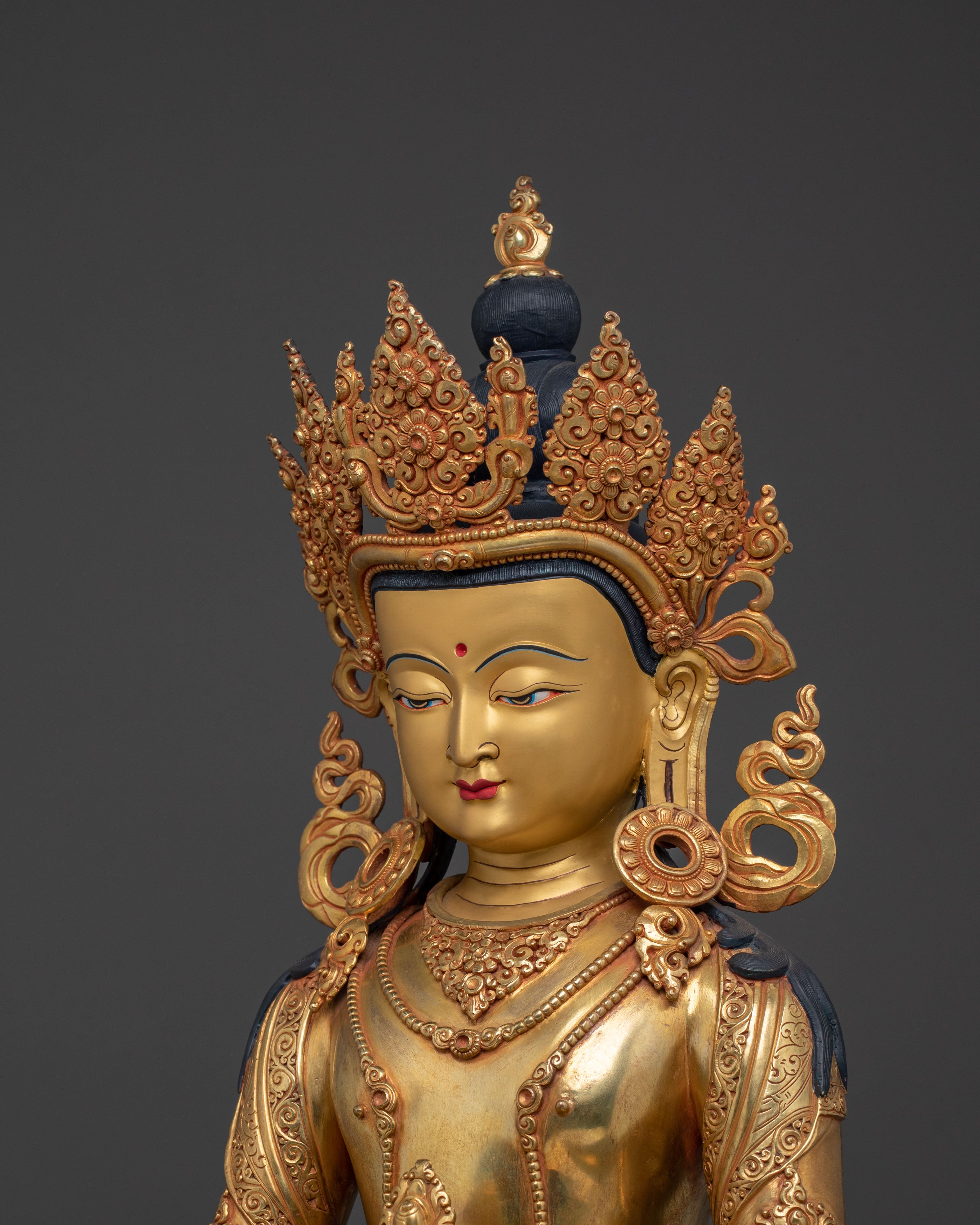 Amitayus Buddha Statue | 24K Gold Gilded Figurine