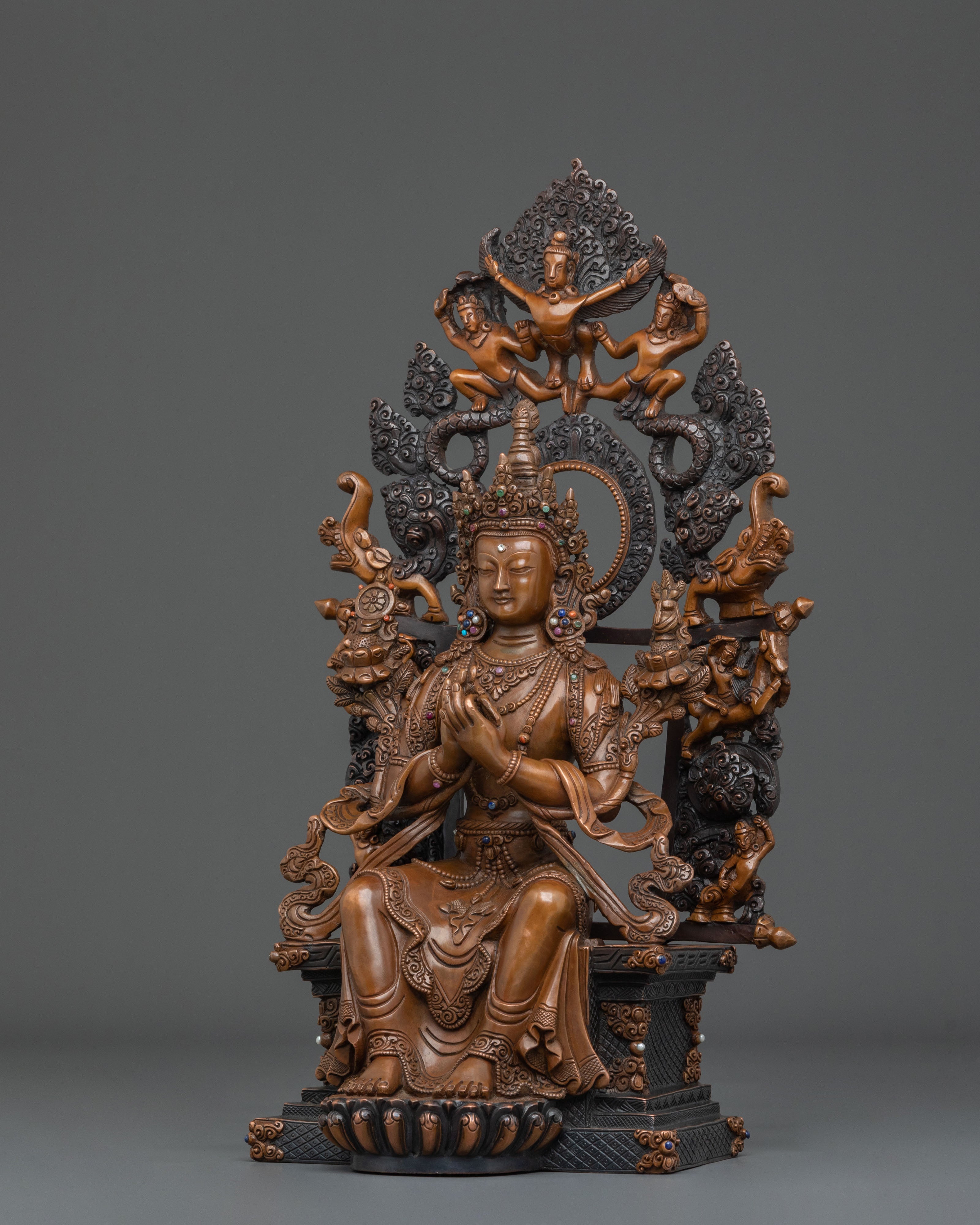 Future Buddha Maitreya Oxidized Statue