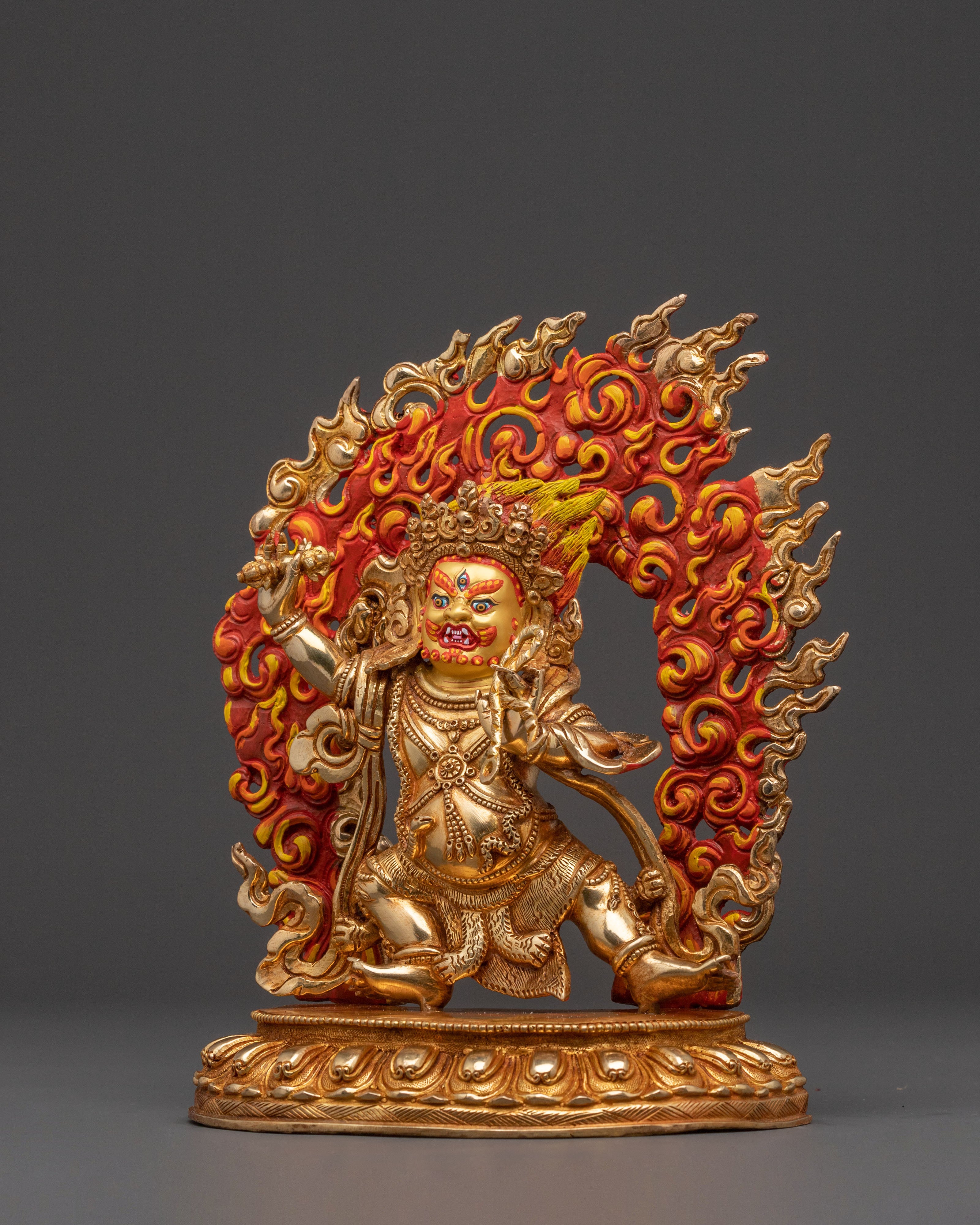 Golden Statue of Vajrapani Bodhisattva - Hand-Gilded Copper Art