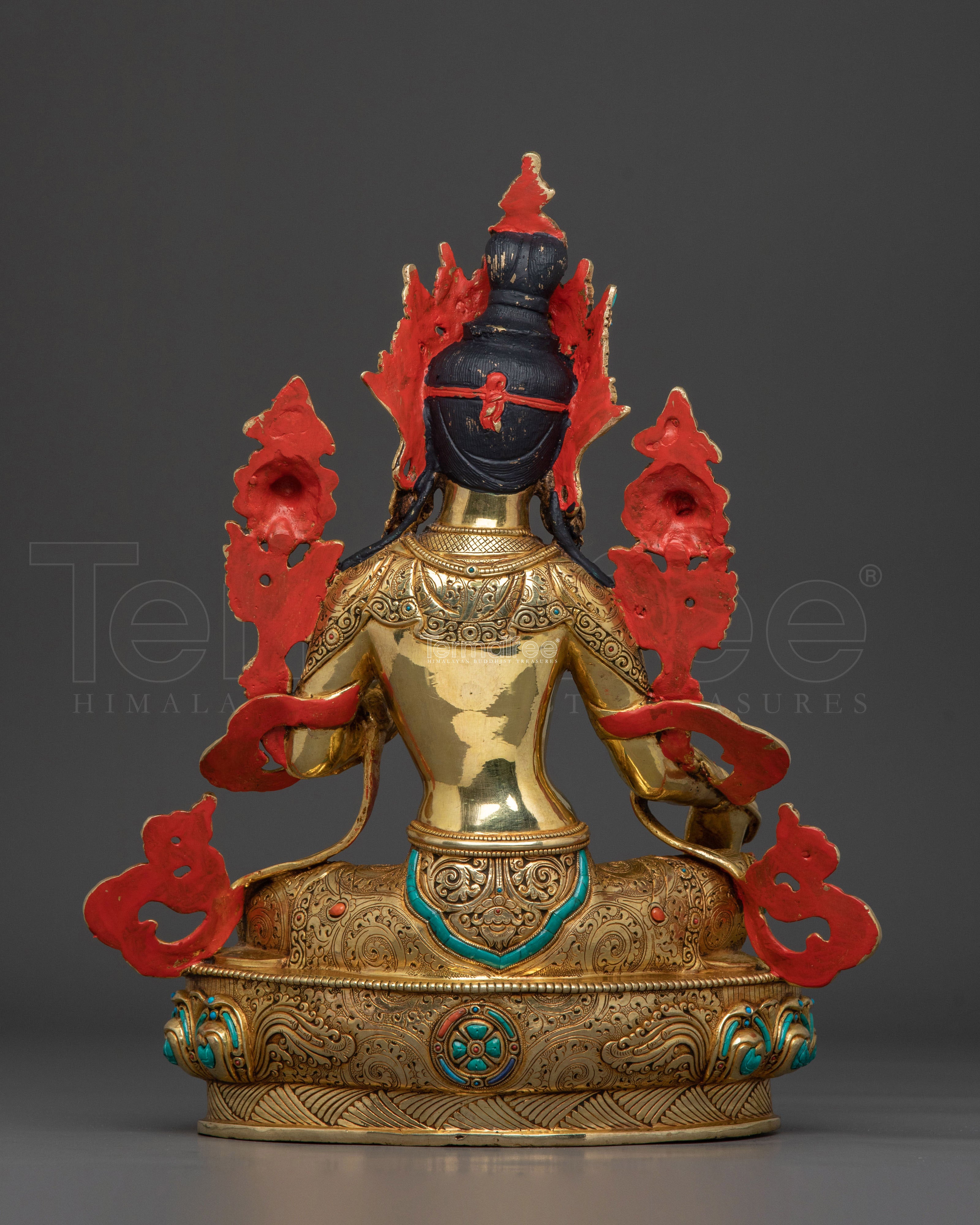Green Tara Tibetan Buddhist Statue | 24k Gold Glided Buddhist Statue