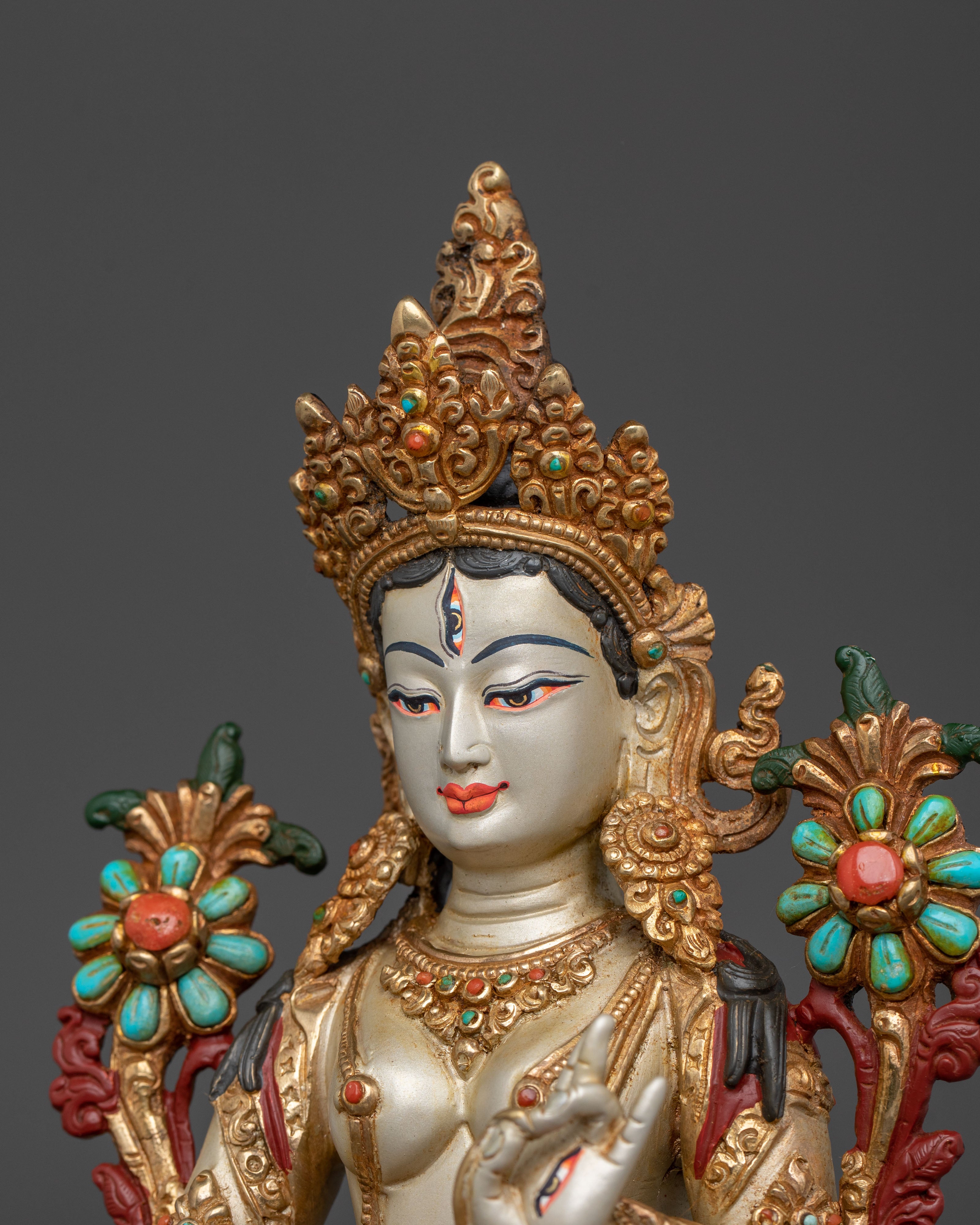 Traditional Tibetan White Tara Statue | Spiritual Home & Shrine Decor